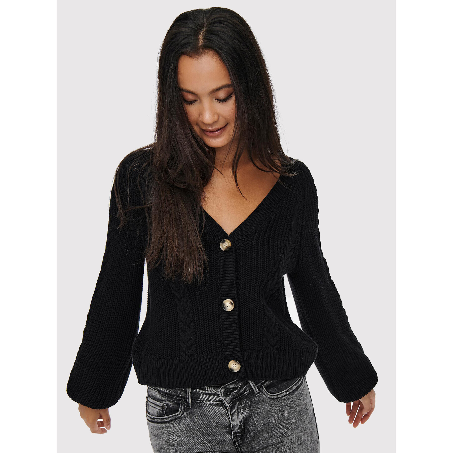 ONLY Cardigan Rosie 15210622 Negru Regular Fit - Pled.ro