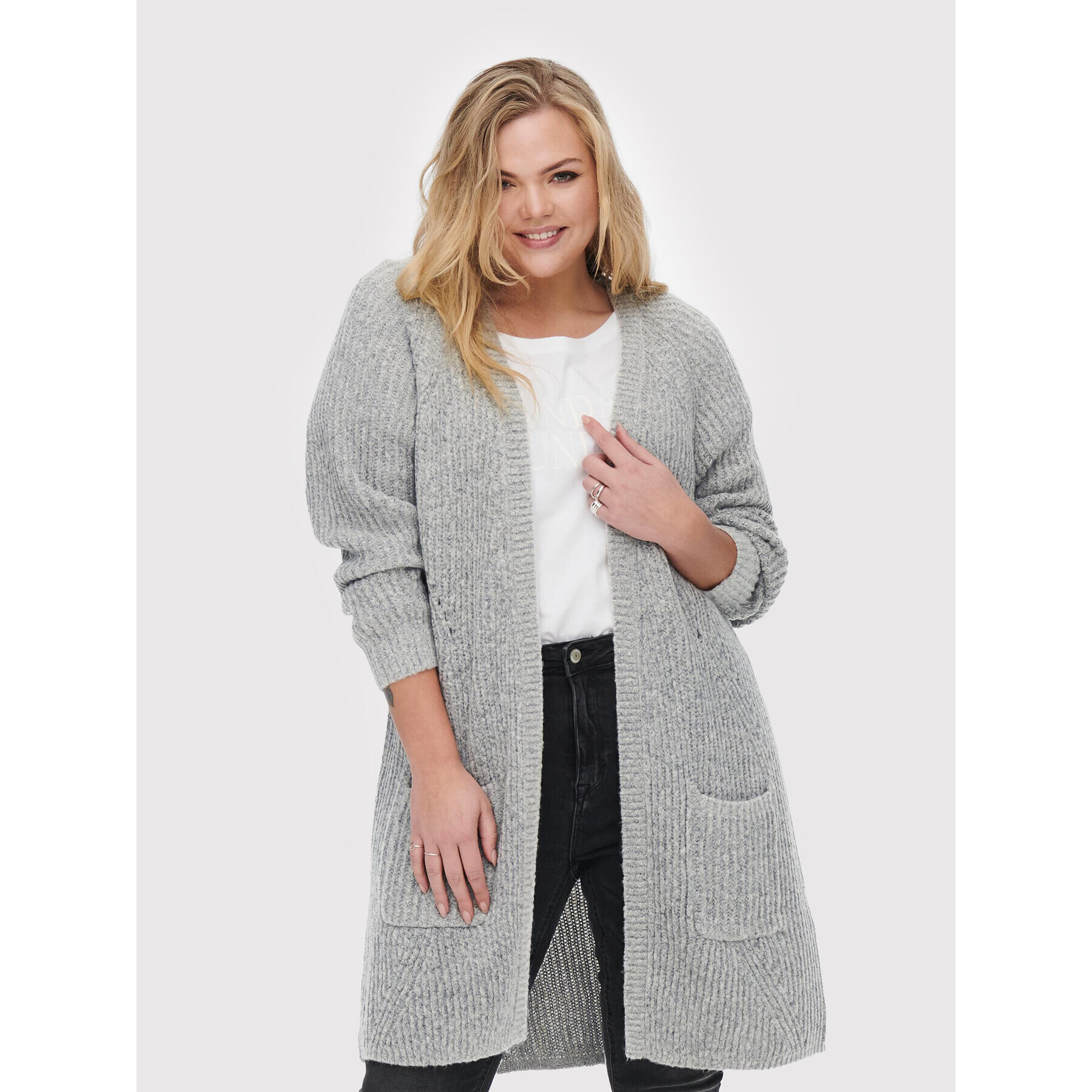 ONLY Carmakoma Cardigan Bernie 15190574 Gri Regular Fit - Pled.ro