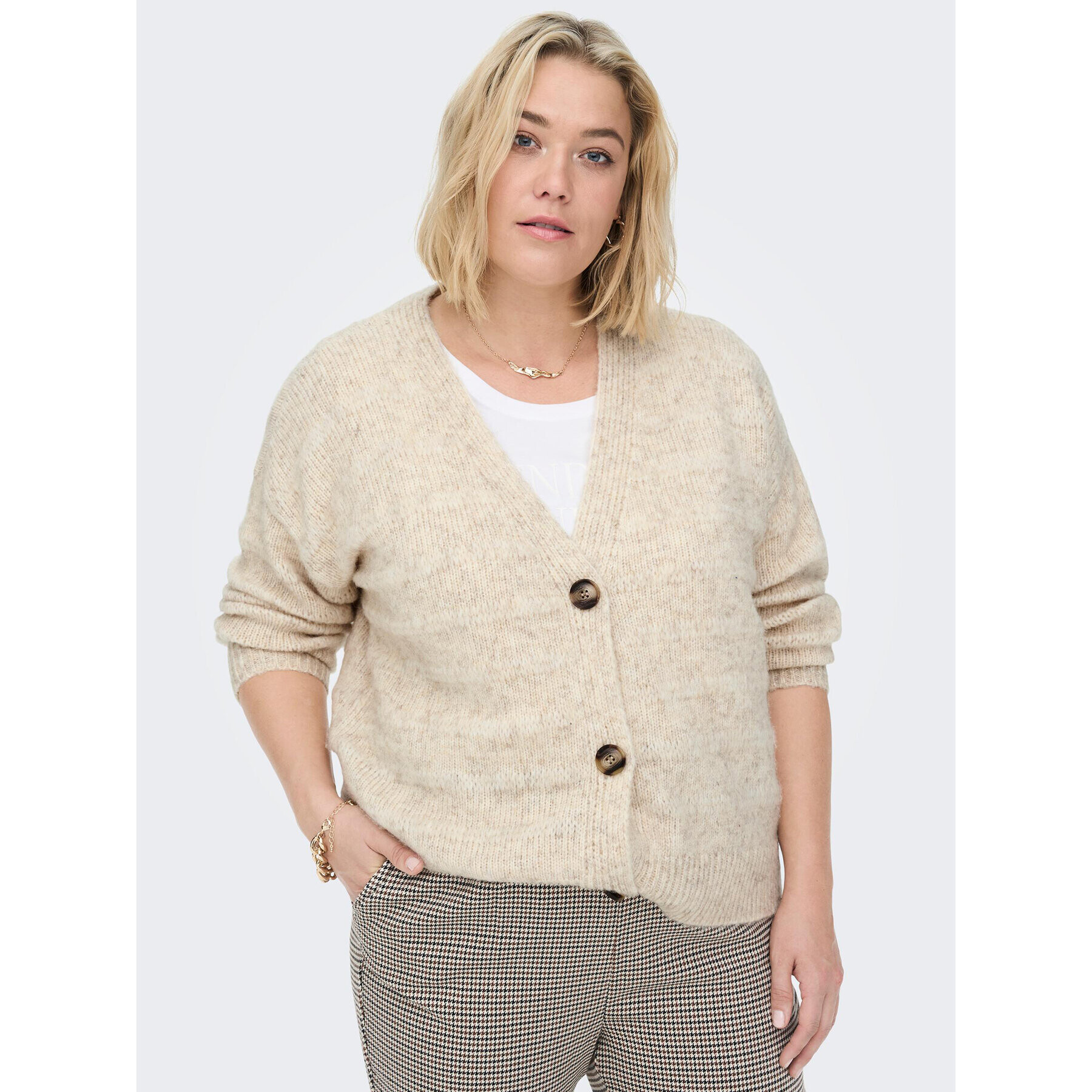 ONLY Carmakoma Cardigan Celina 15263808 Bej Regular Fit - Pled.ro