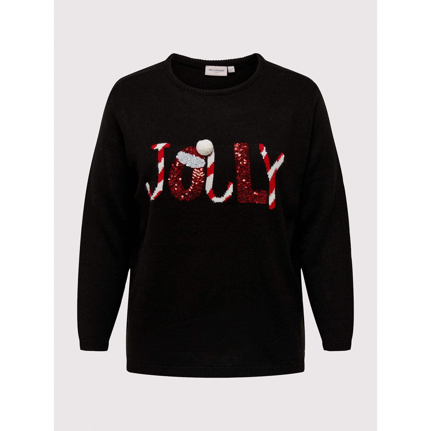 ONLY Carmakoma Pulover Xmas Jolly 15248268 Negru Regular Fit - Pled.ro