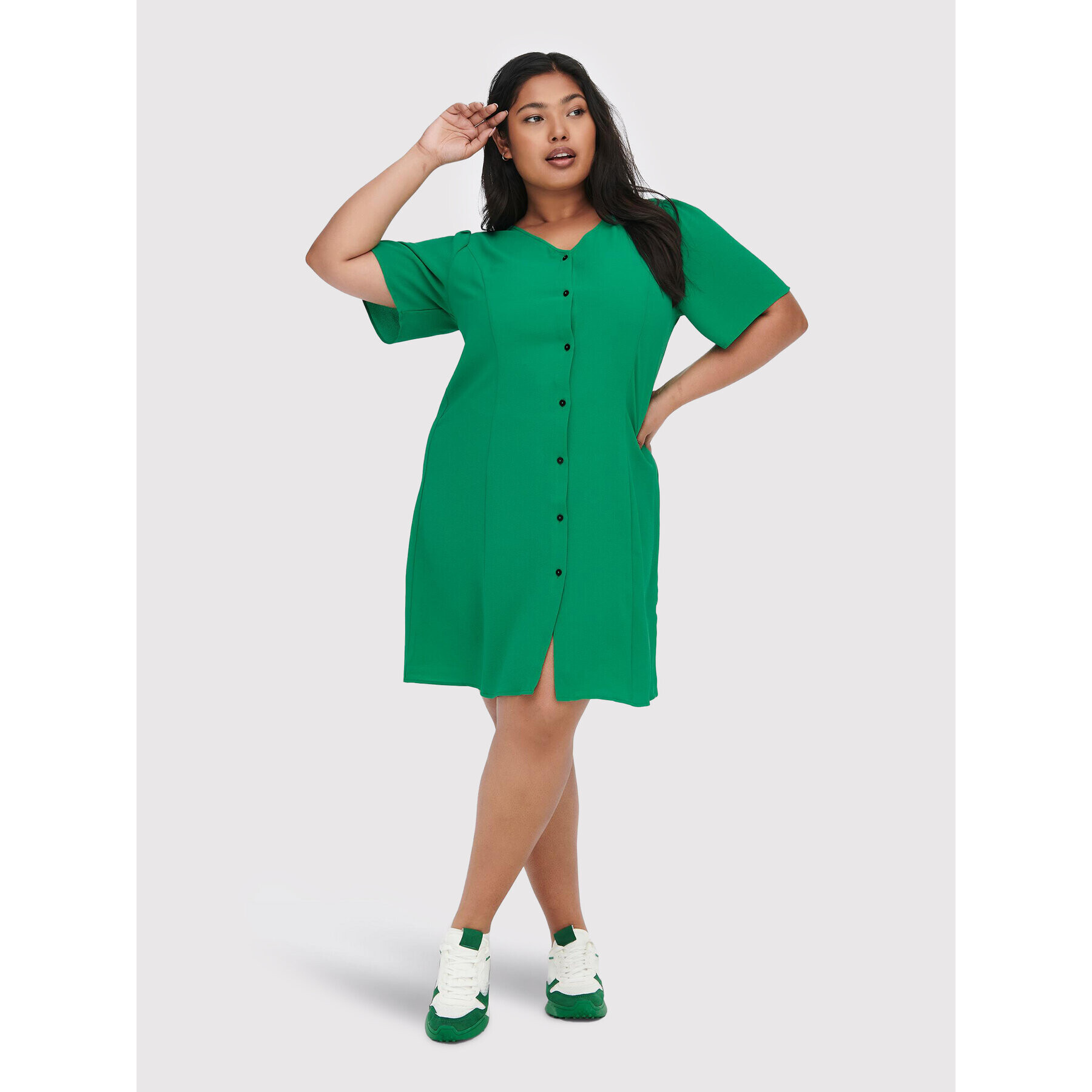 ONLY Carmakoma Rochie de zi Luxmille 15265908 Verde Regular Fit - Pled.ro