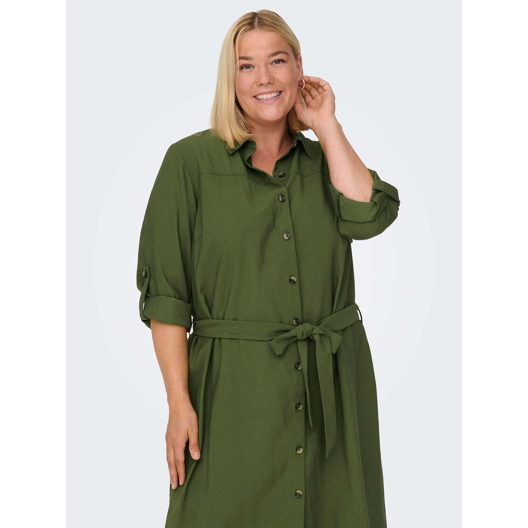 ONLY Carmakoma Rochie tip cămașă 15285282 Verde Regular Fit - Pled.ro