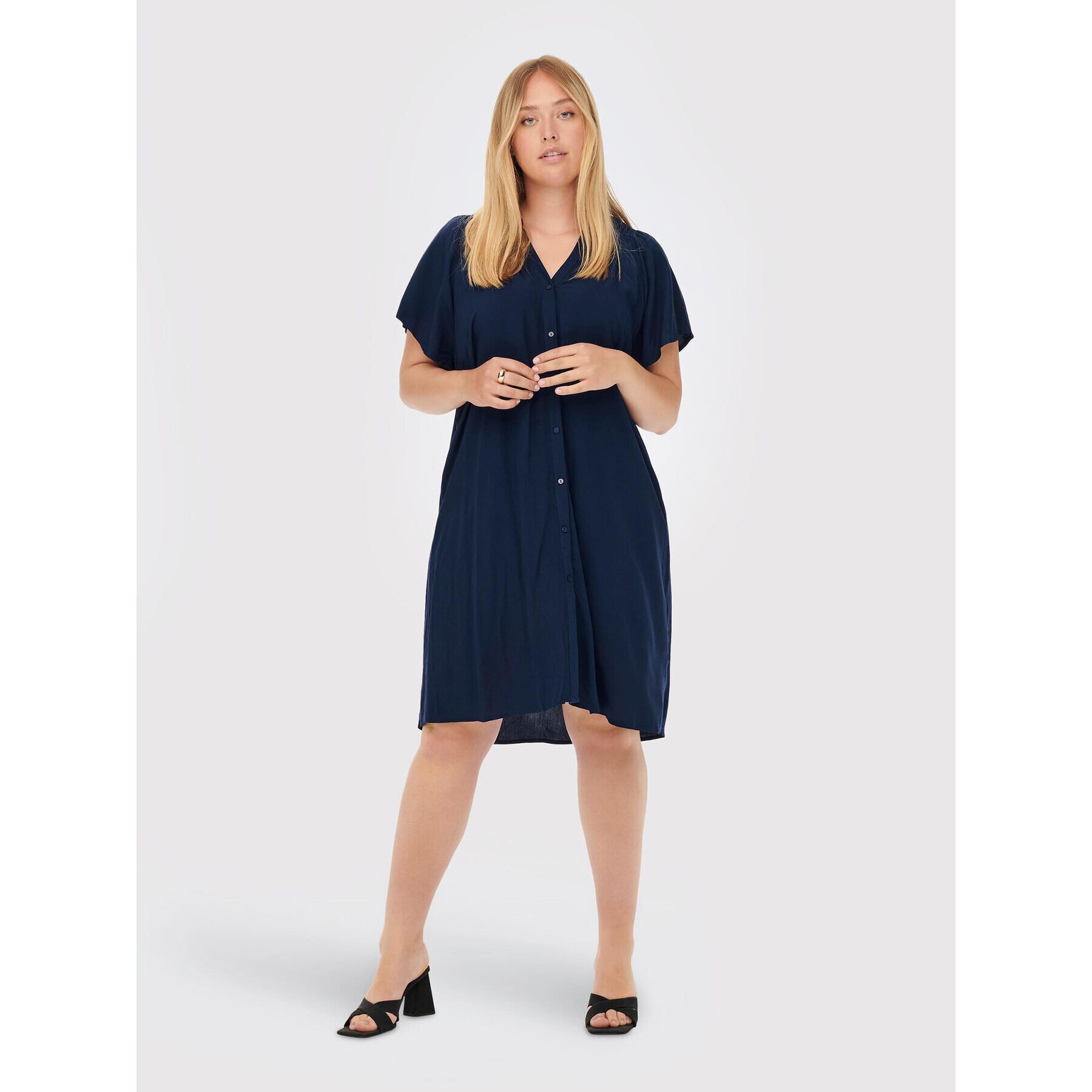 ONLY Carmakoma Rochie tip cămașă Kria 15263952 Bleumarin Regular Fit - Pled.ro