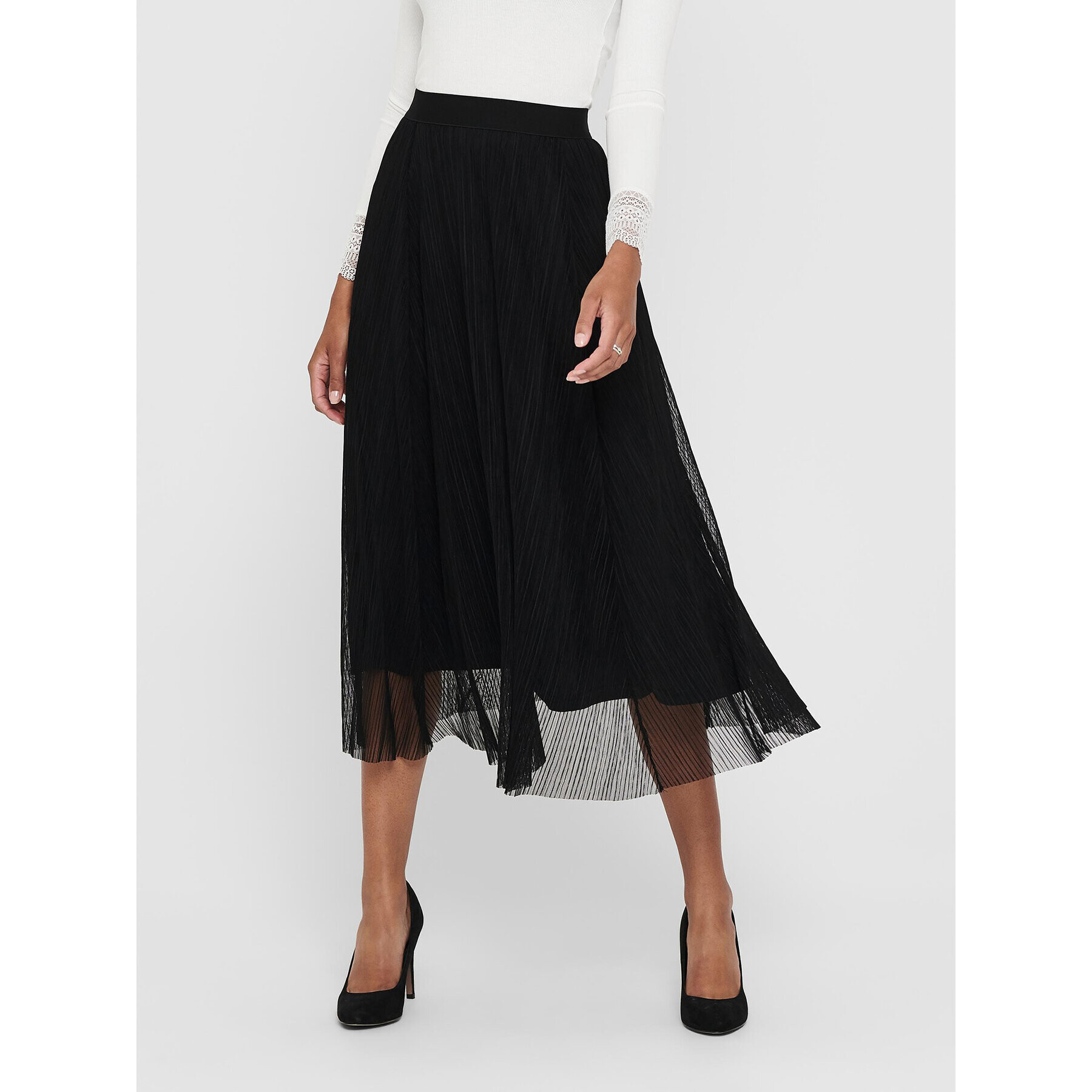 ONLY Fustă midi 15214303 Negru Regular Fit - Pled.ro