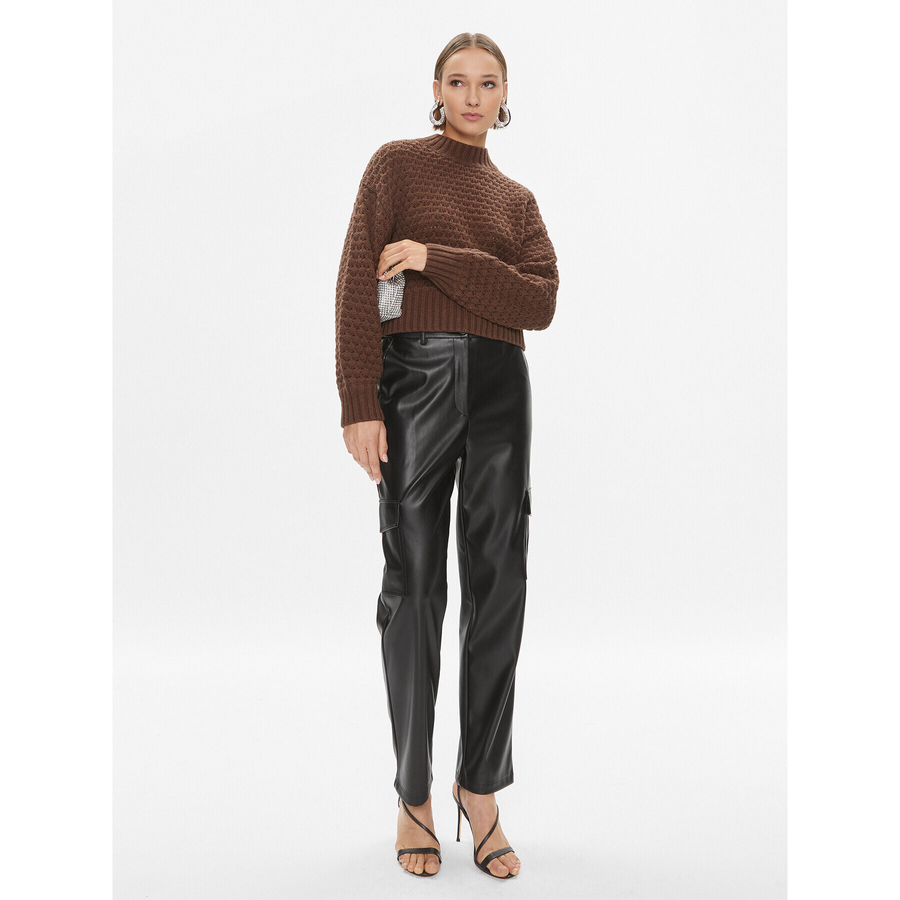 ONLY Pantaloni din imitație de piele 15293029 Negru Loose Fit - Pled.ro