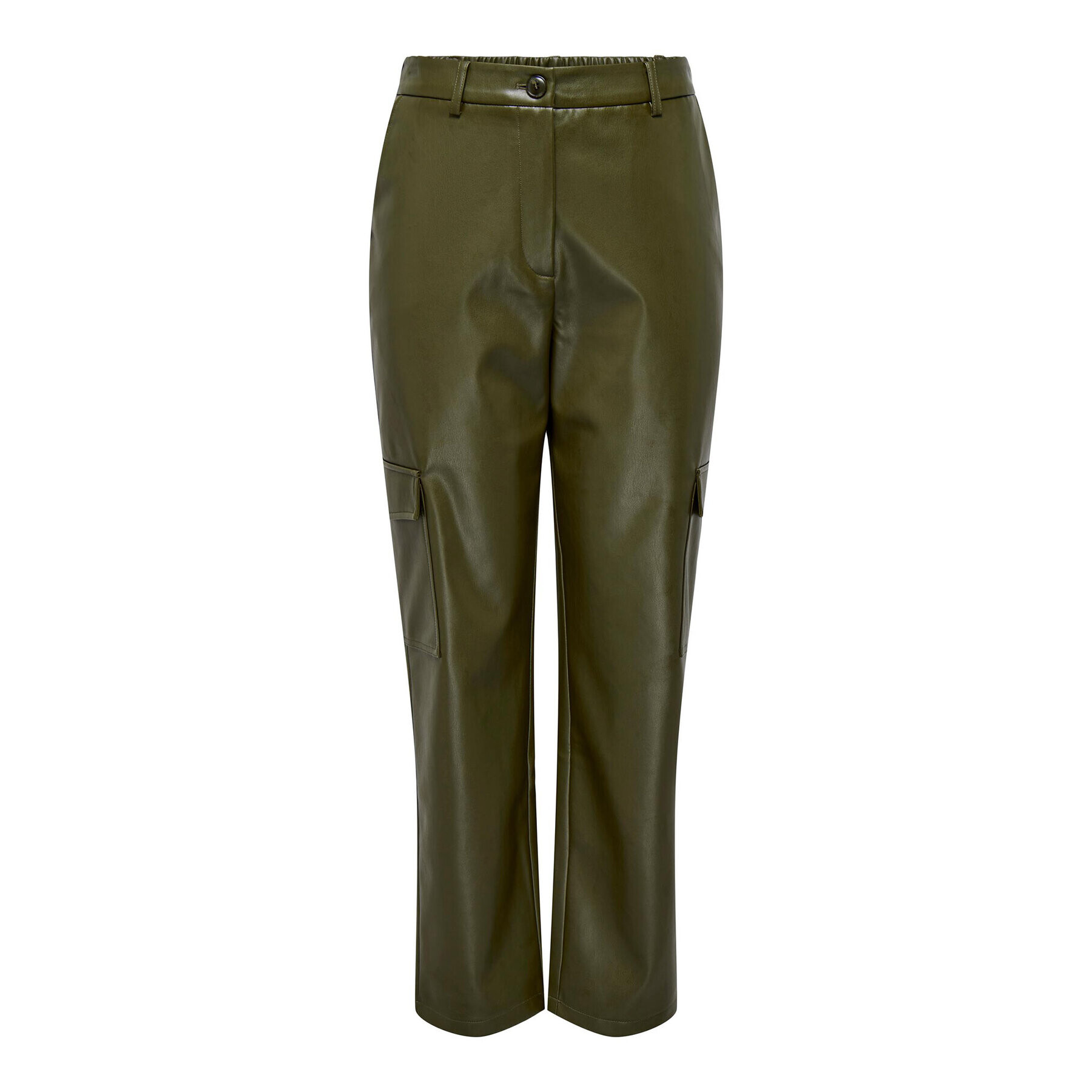 ONLY Pantaloni din imitație de piele 15293029 Verde Loose Fit - Pled.ro