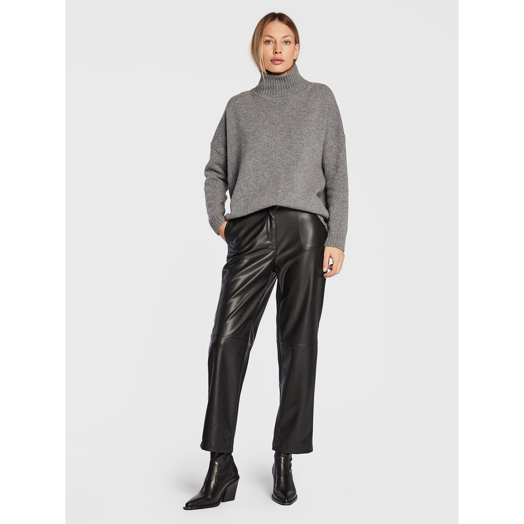 ONLY Pantaloni din imitație de piele Idina 15263774 Negru Regular Fit - Pled.ro