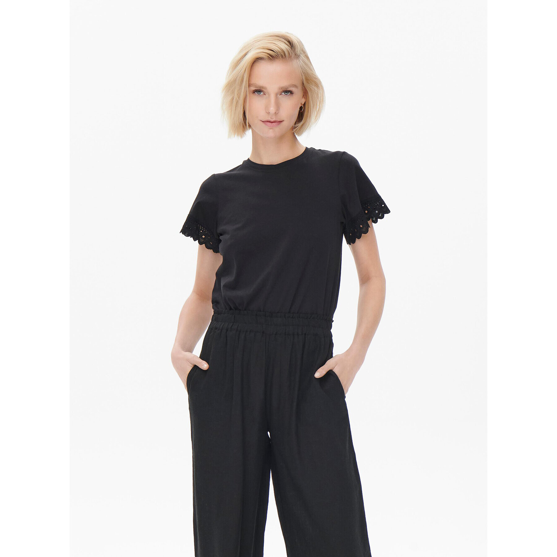 ONLY Pantaloni din material 15259590 Negru Straight Fit - Pled.ro