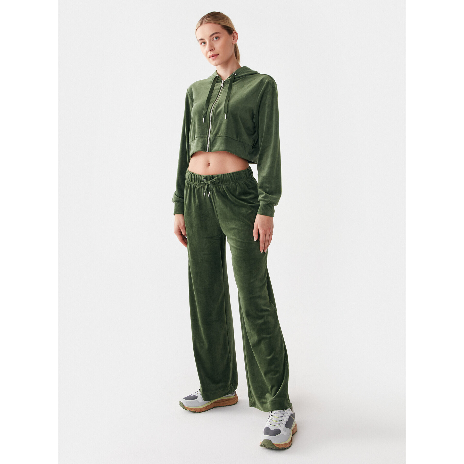 ONLY Pantaloni trening 15302628 Verde Wide Leg - Pled.ro