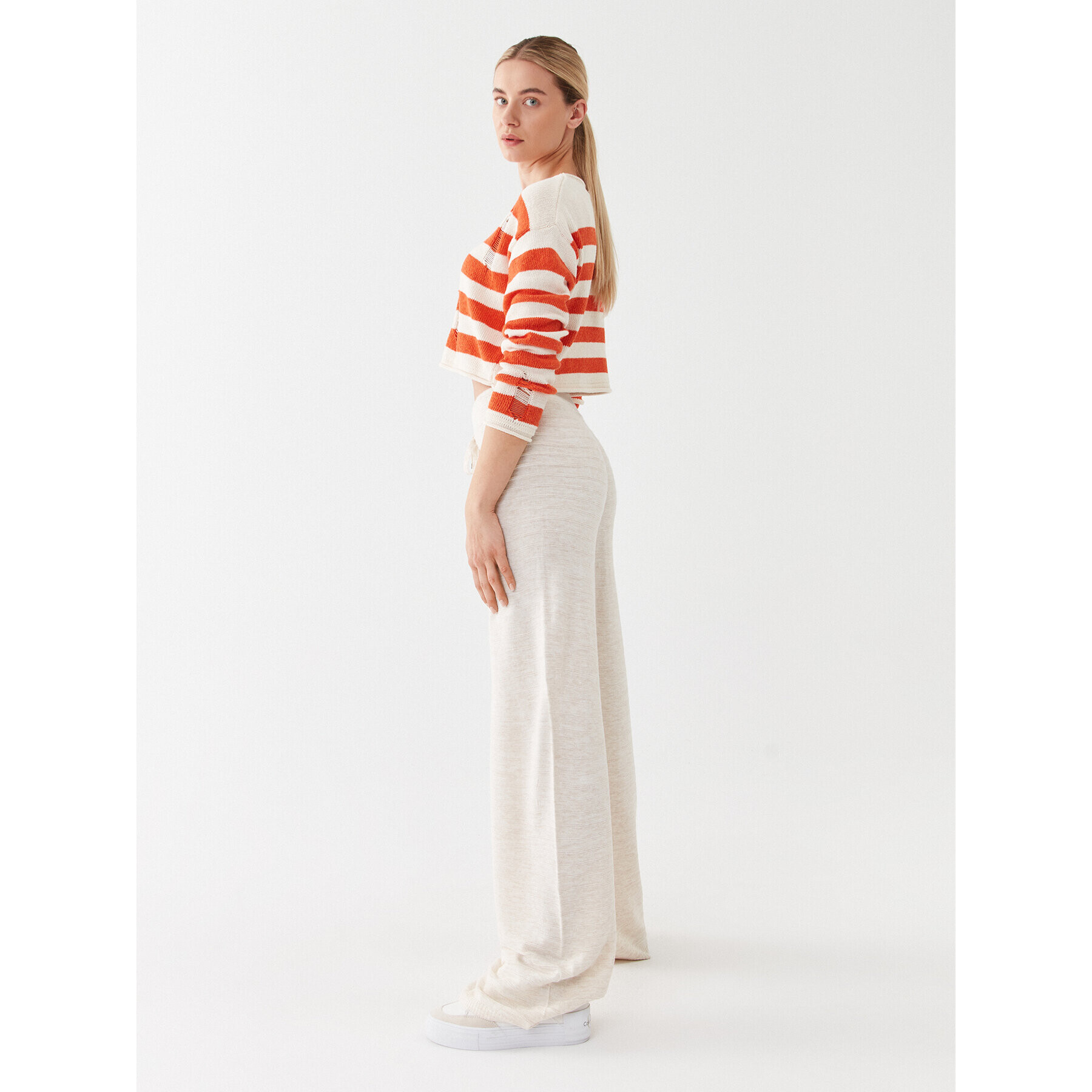 ONLY Pantaloni tricotați 15294501 Bej Wide Leg - Pled.ro