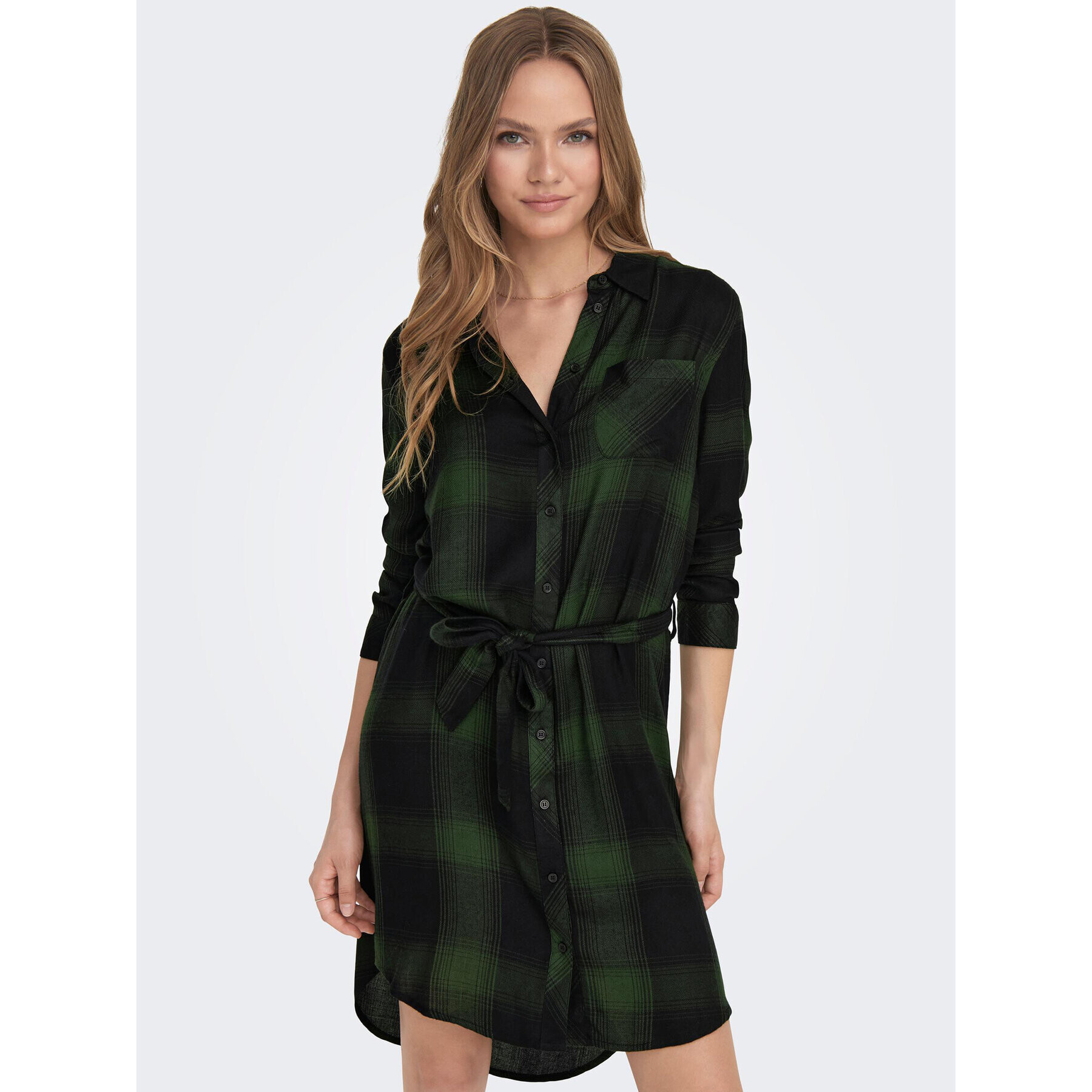 ONLY Rochie tip cămașă 15238033 Verde Regular Fit - Pled.ro