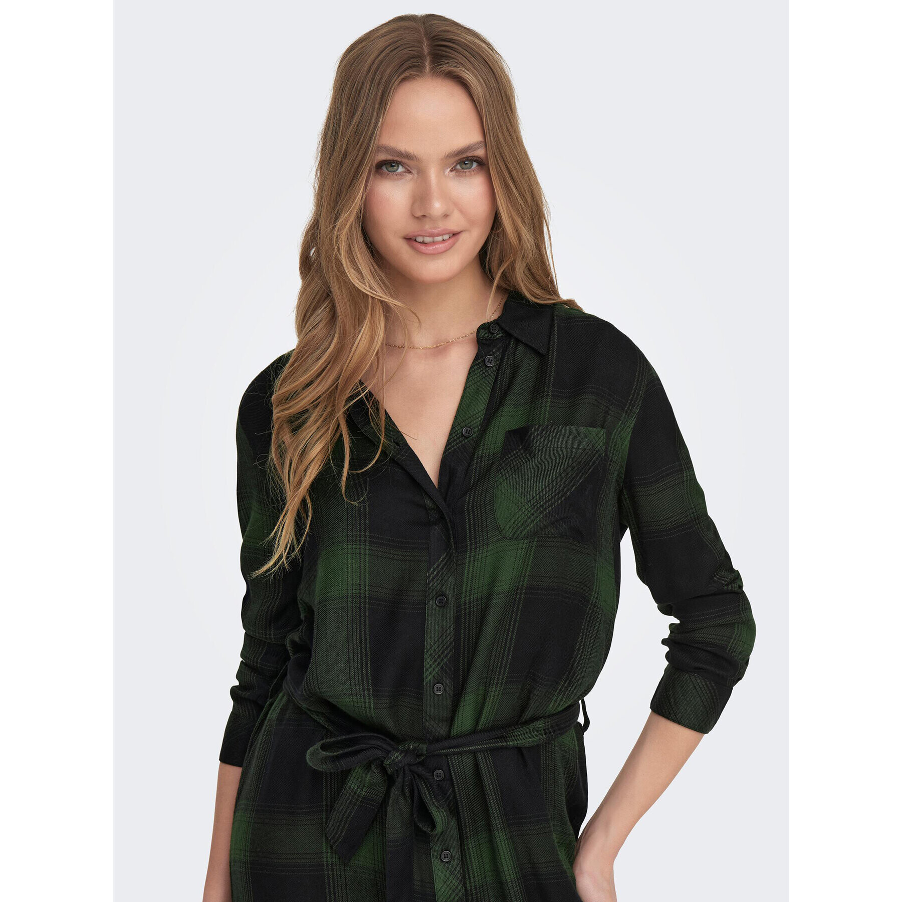 ONLY Rochie tip cămașă 15238033 Verde Regular Fit - Pled.ro