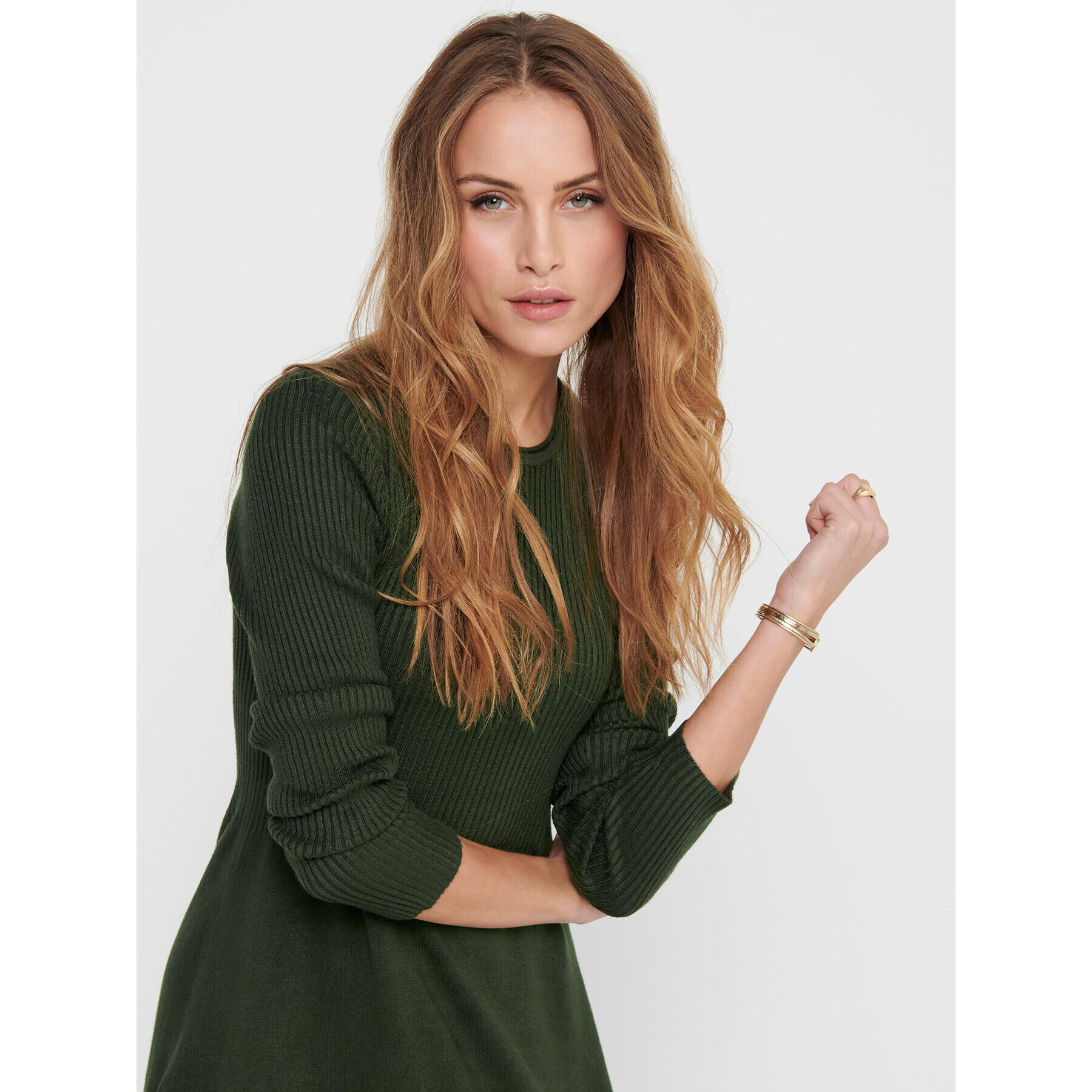 ONLY Rochie tricotată 15185761 Verde Regular Fit - Pled.ro