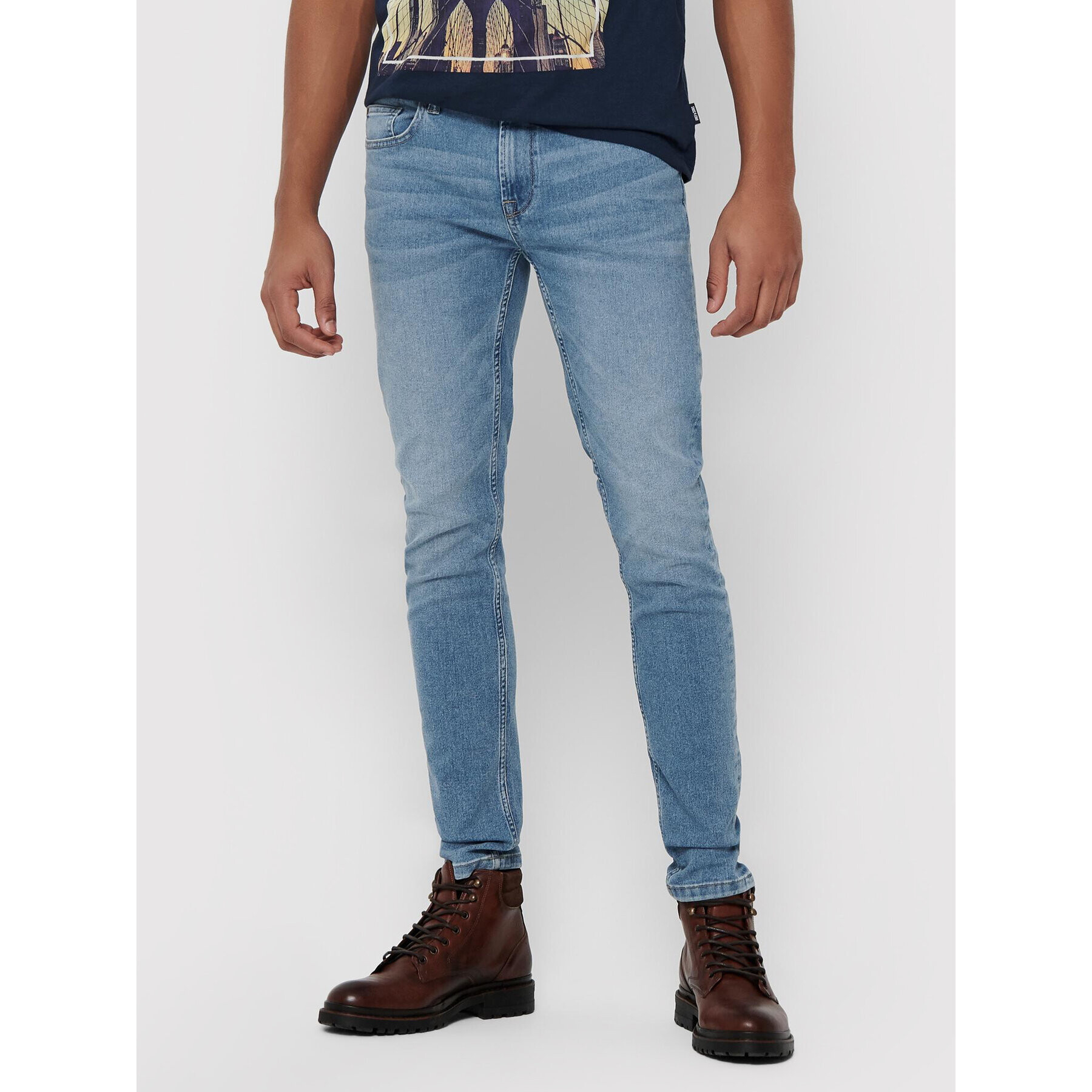 Only & Sons Blugi Warp 22015149 Albastru Skinny Fit - Pled.ro