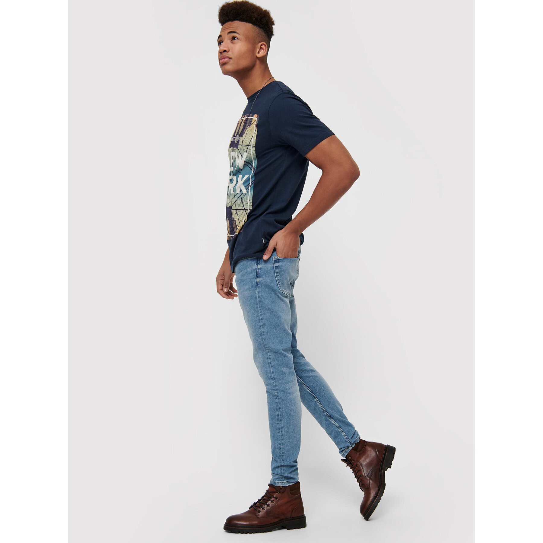 Only & Sons Blugi Warp 22015149 Albastru Skinny Fit - Pled.ro