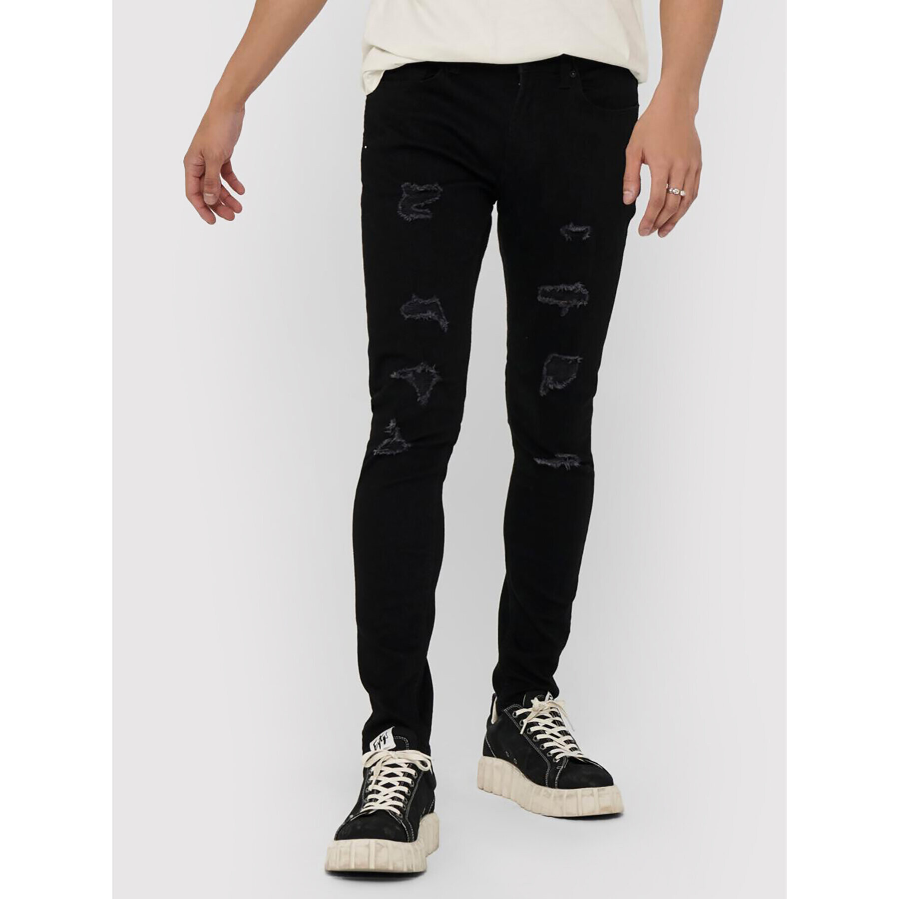 Only & Sons Blugi Warp 22018656 Negru Skinny Fit - Pled.ro