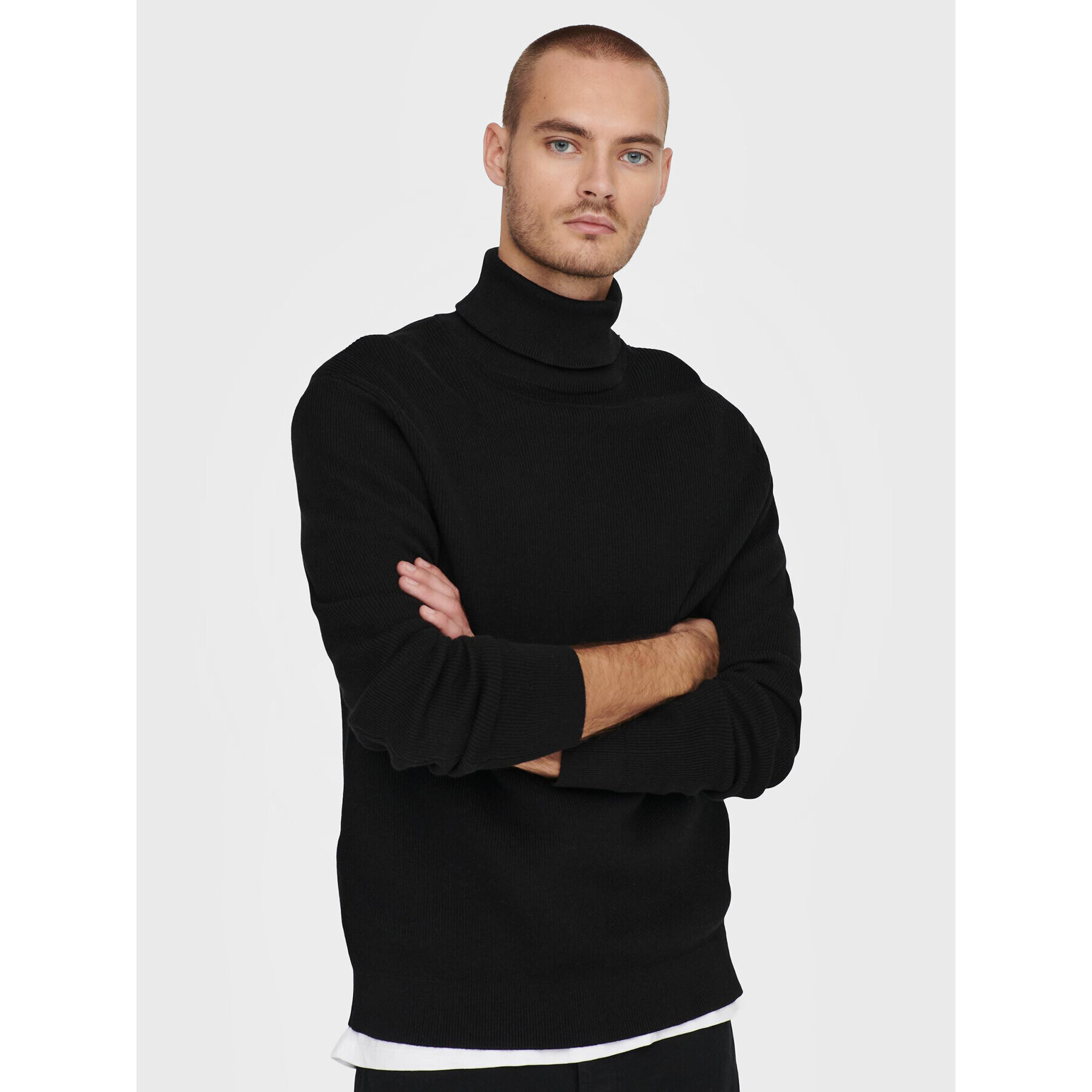 Only & Sons Bluză cu gât Phil 22023202 Negru Regular Fit - Pled.ro