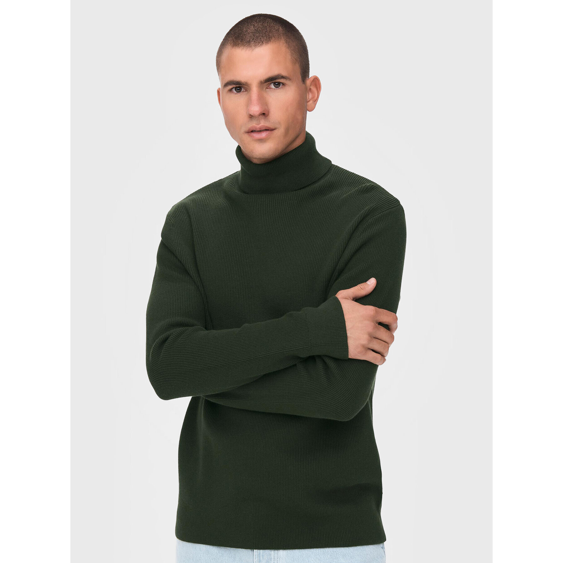 Only & Sons Bluză cu gât Phil 22023202 Verde Regular Fit - Pled.ro