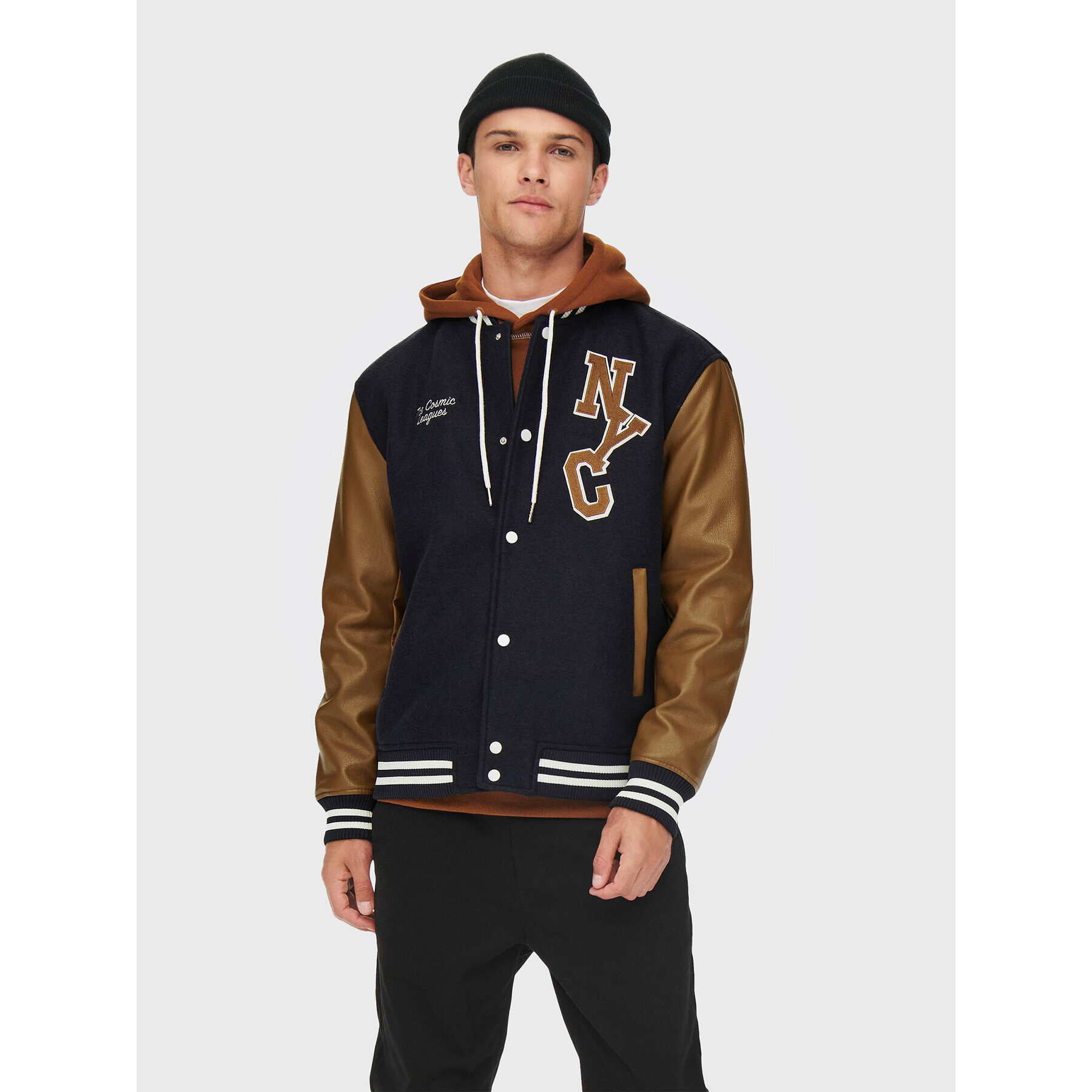 Only & Sons Geacă bomber Jay Varsity 22022572 Bleumarin Regular Fit - Pled.ro