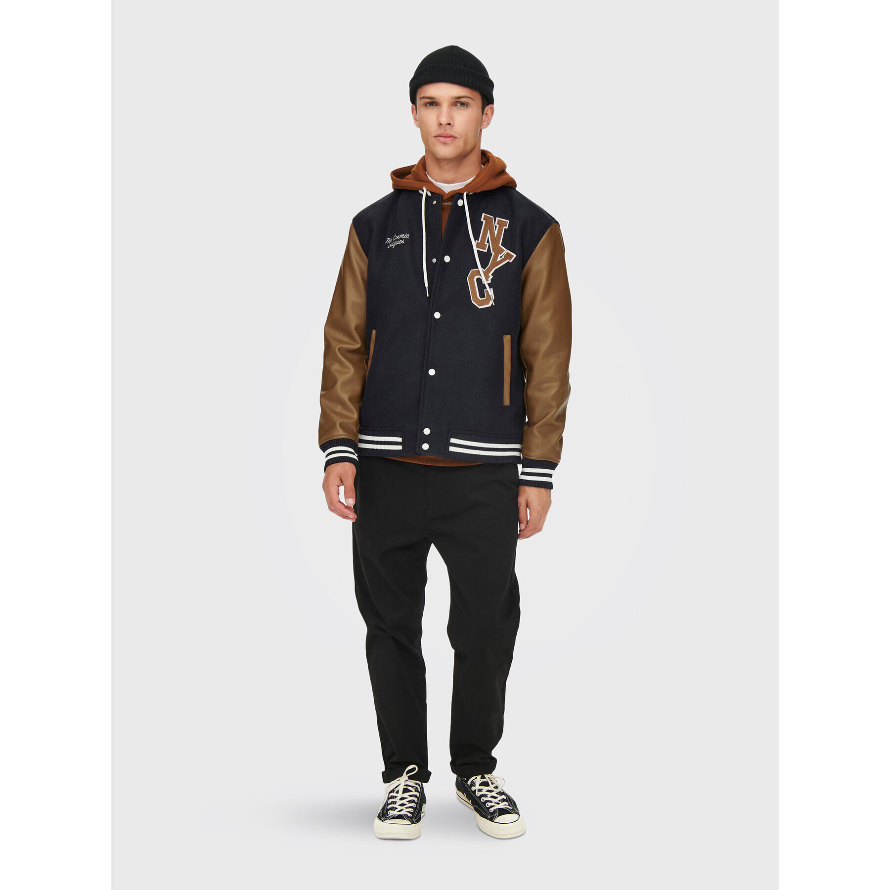 Only & Sons Geacă bomber Jay Varsity 22022572 Bleumarin Regular Fit - Pled.ro