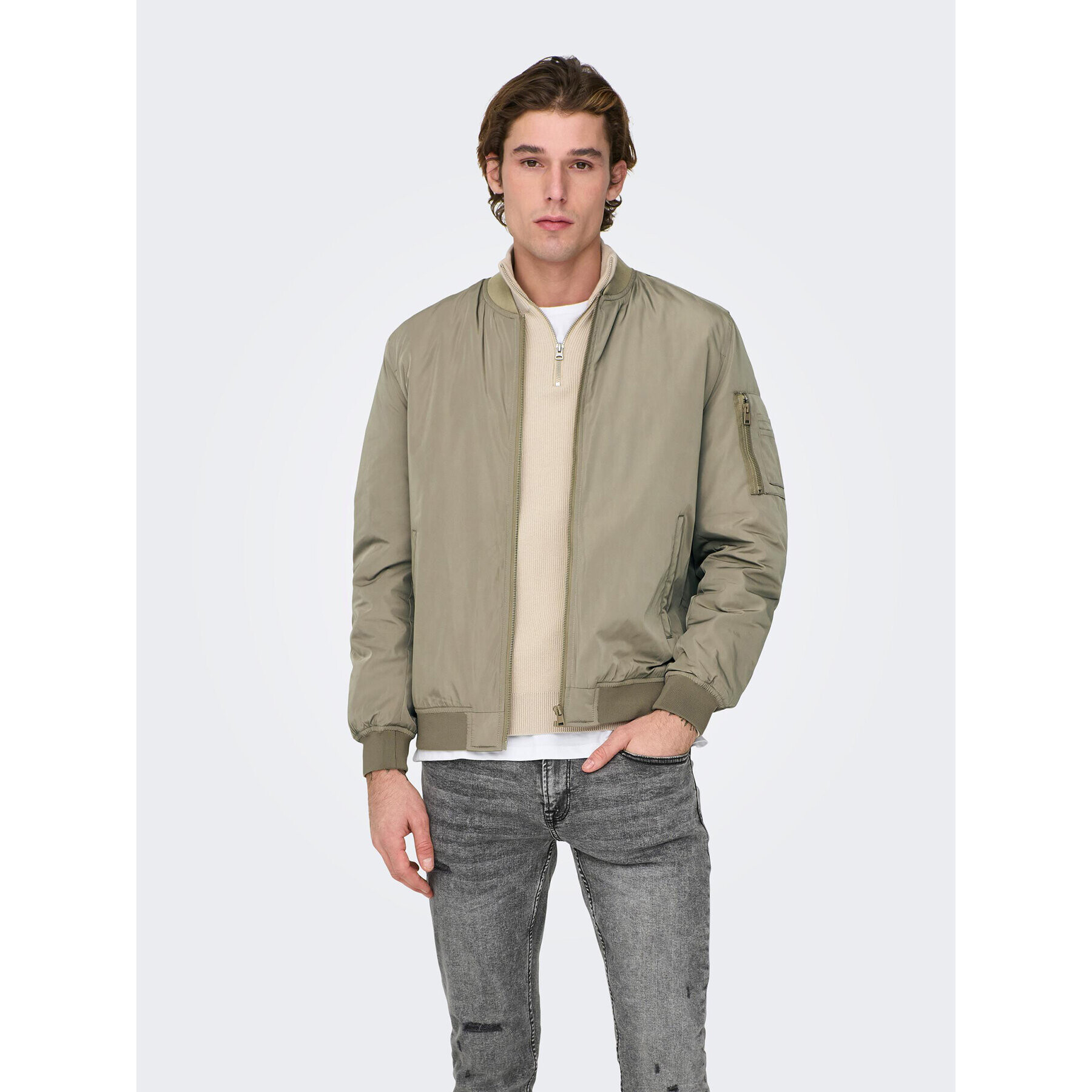 Only & Sons Geacă bomber Joshua 22023287 Bej Regular Fit - Pled.ro