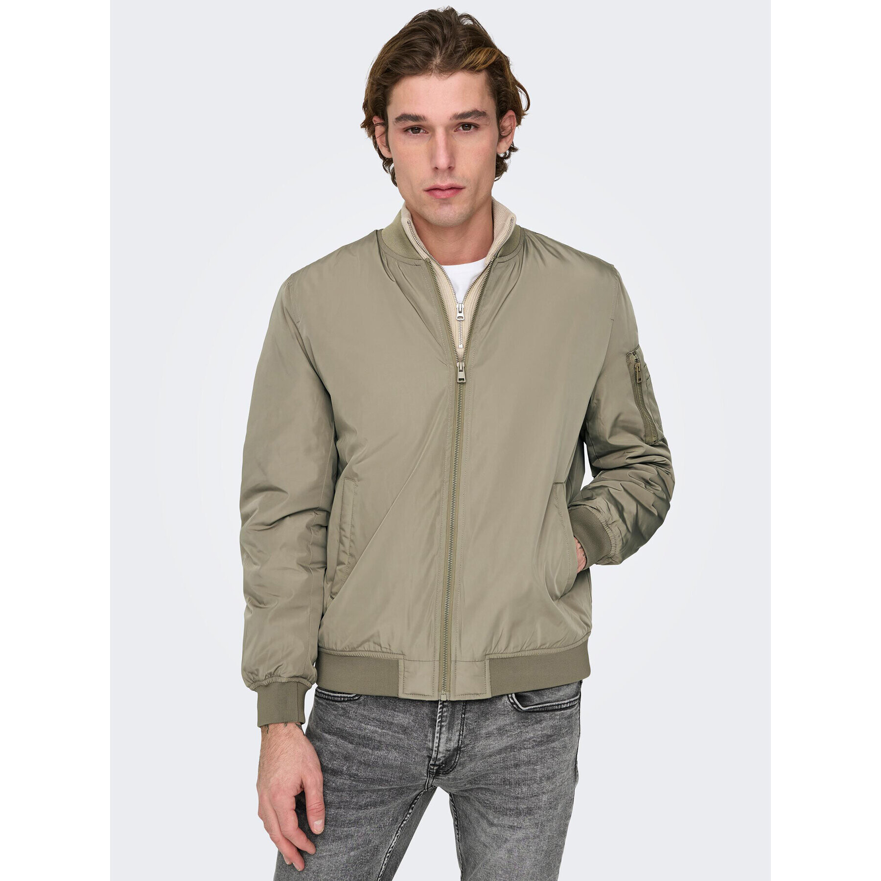 Only & Sons Geacă bomber Joshua 22023287 Bej Regular Fit - Pled.ro