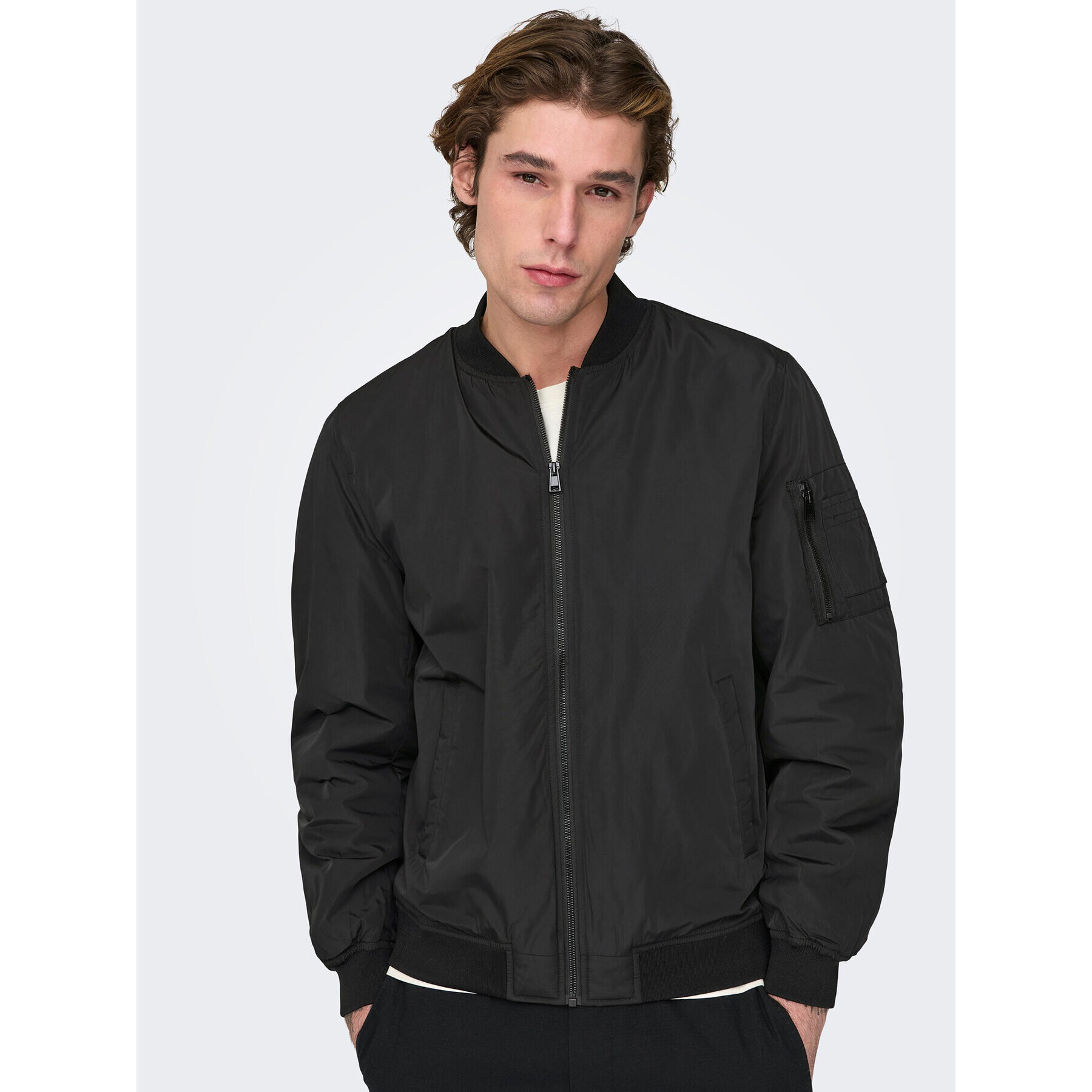 Only & Sons Geacă bomber Joshua 22023287 Negru Regular Fit - Pled.ro