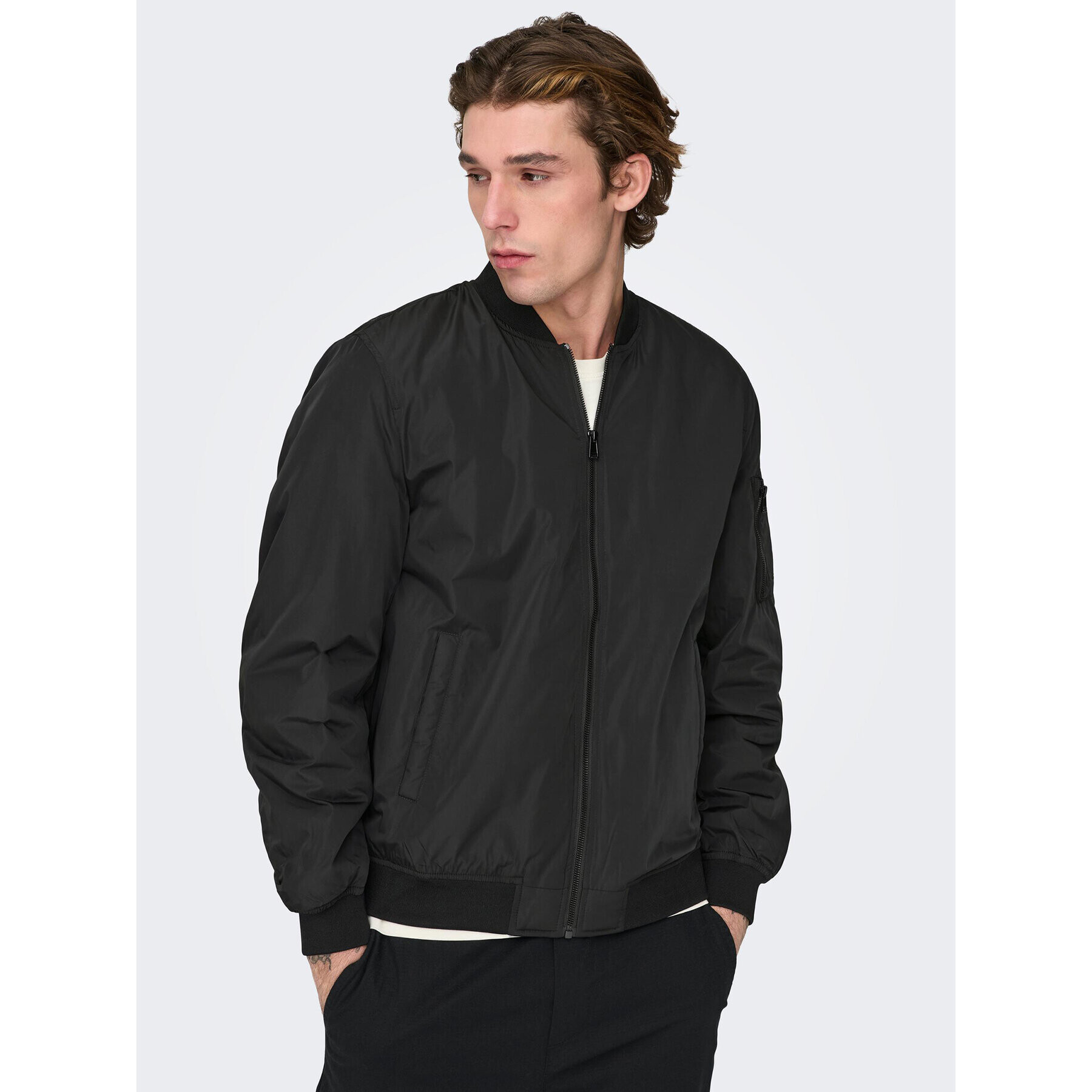 Only & Sons Geacă bomber Joshua 22023287 Negru Regular Fit - Pled.ro