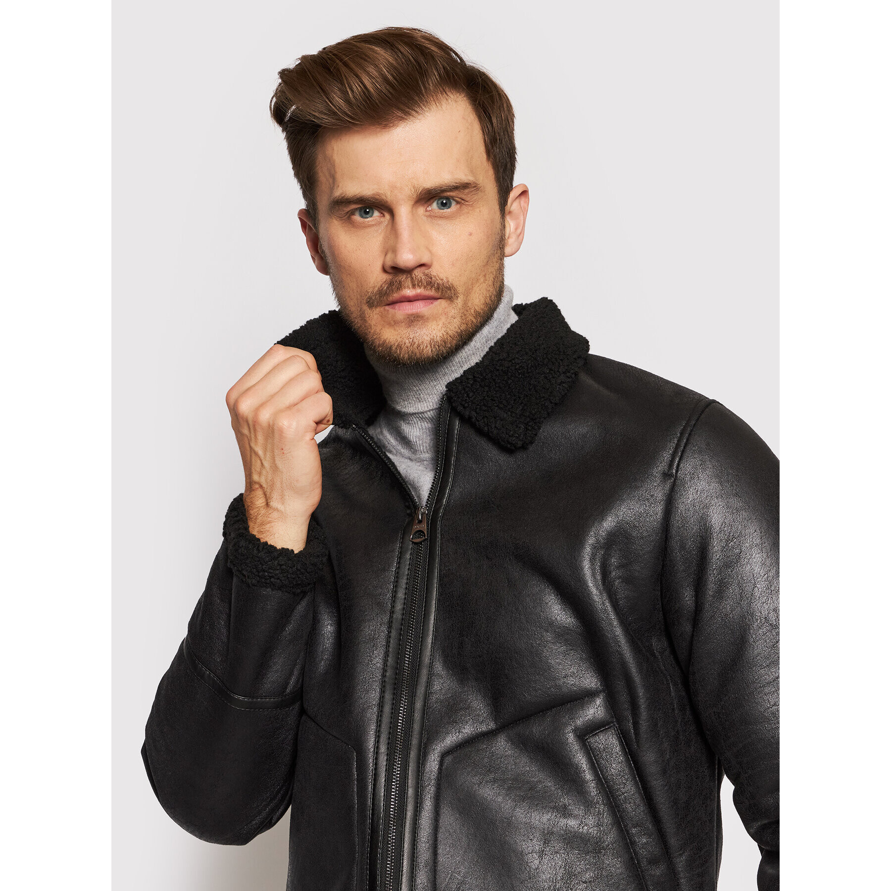 Only & Sons Geacă din imitație de piele Ben 22017755 Negru Regular Fit - Pled.ro