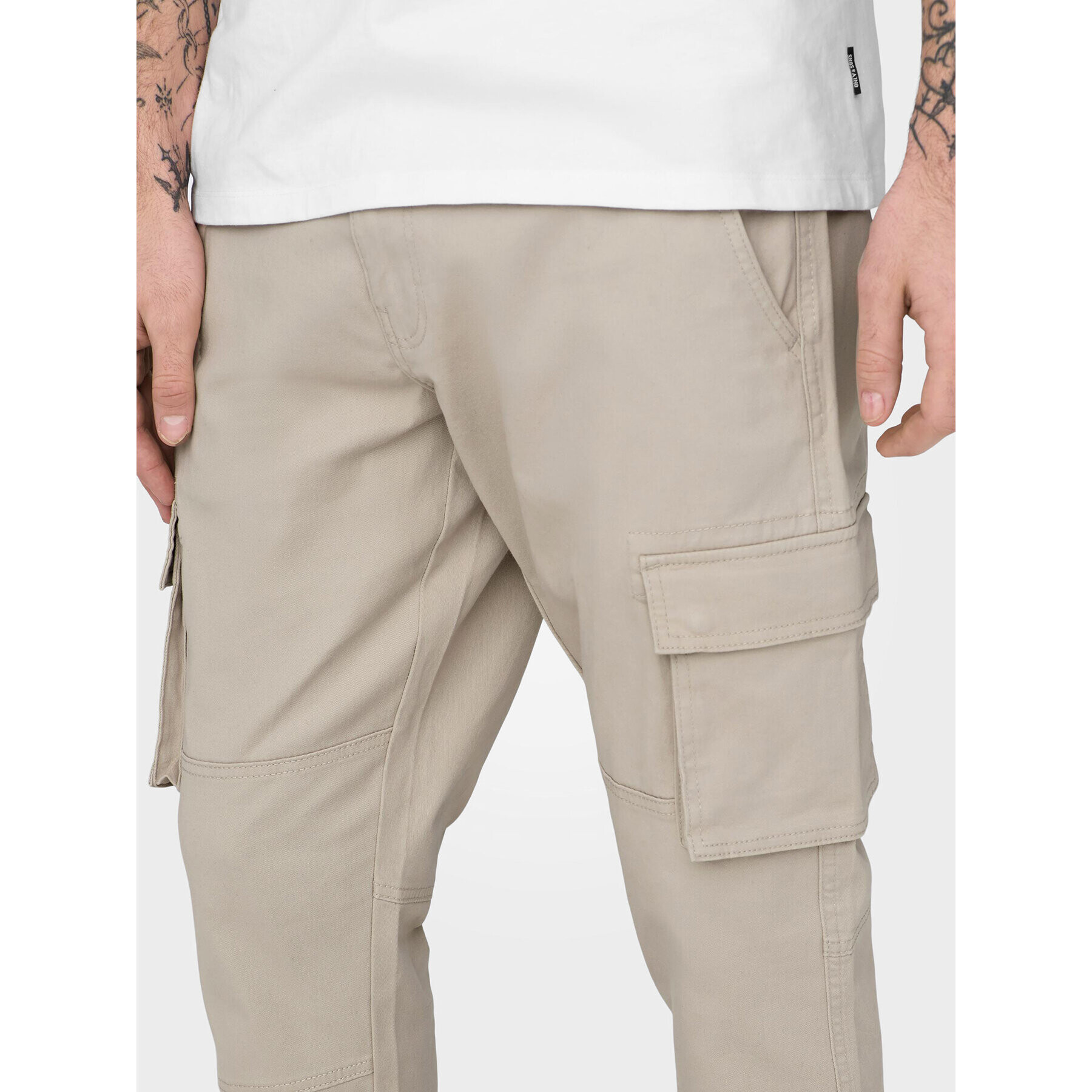 Only & Sons Pantaloni din material Cam 22016687 Bej Tapered Fit - Pled.ro