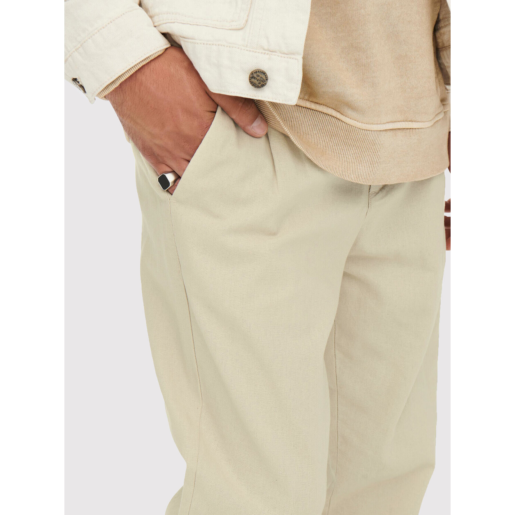 Only & Sons Pantaloni din material Leo 22013002 Bej Regular Fit - Pled.ro