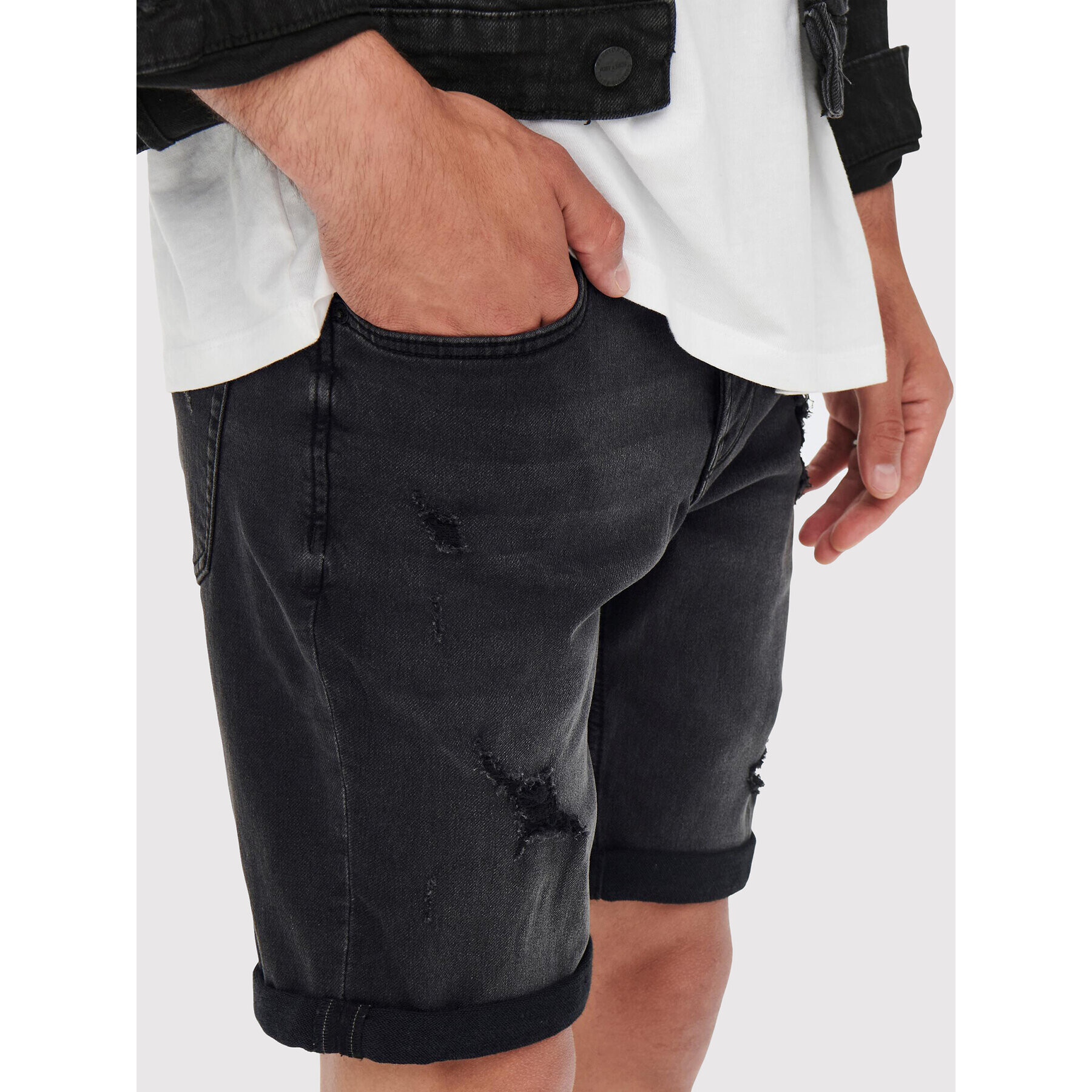 Only & Sons Pantaloni scurți de blugi Sply 22021892 Negru Regular Fit - Pled.ro