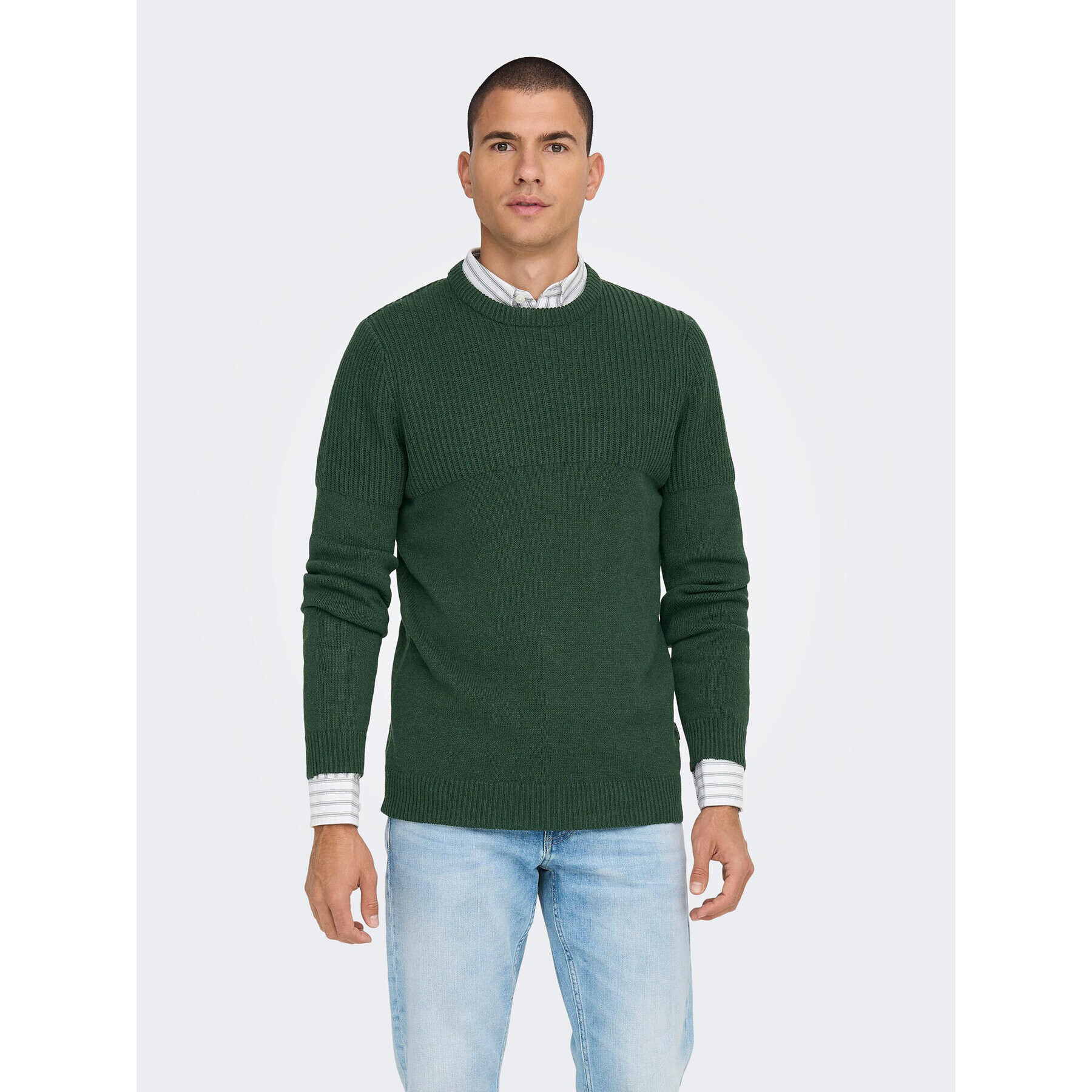 Only & Sons Pulover Al 22024031 Verde Regular Fit - Pled.ro