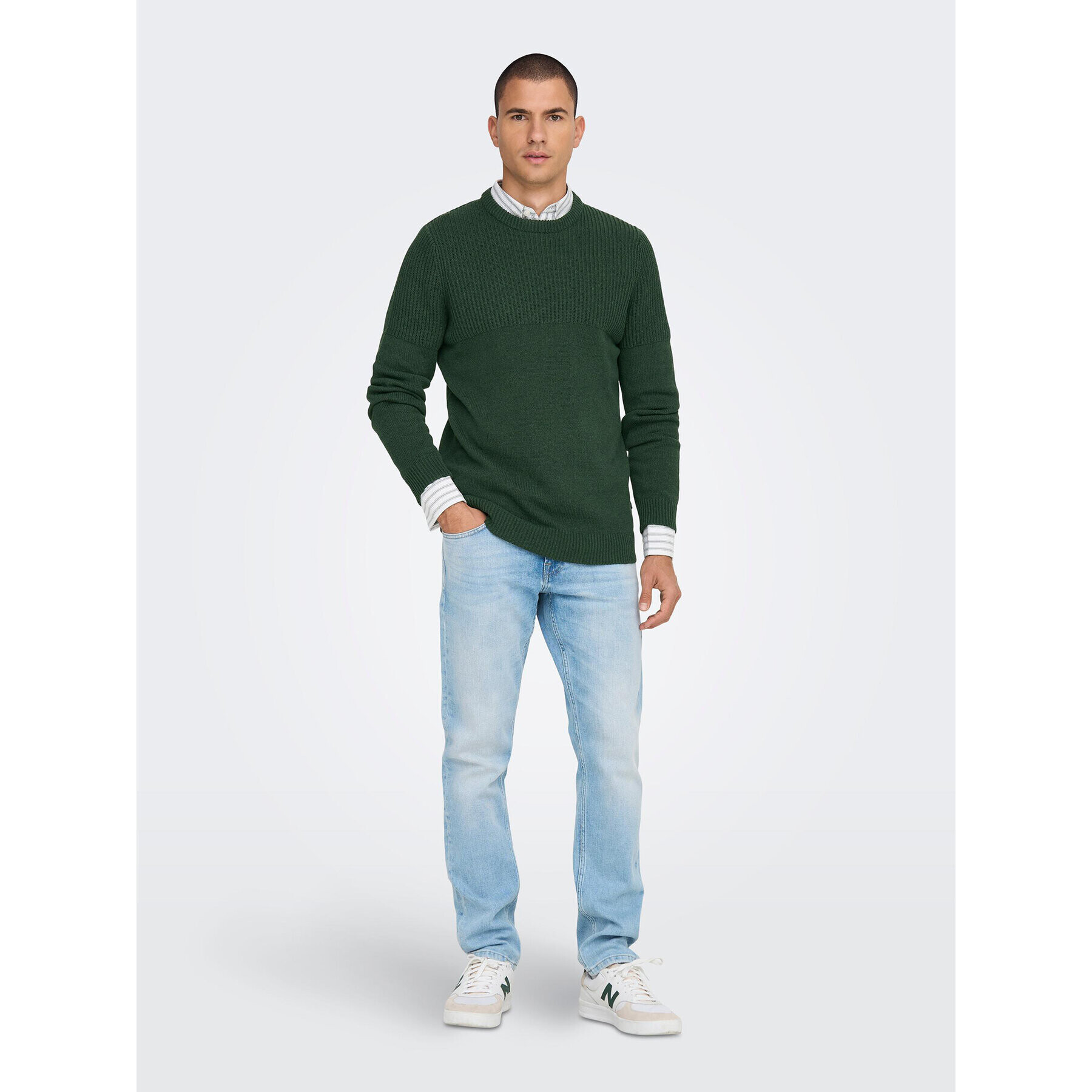 Only & Sons Pulover Al 22024031 Verde Regular Fit - Pled.ro