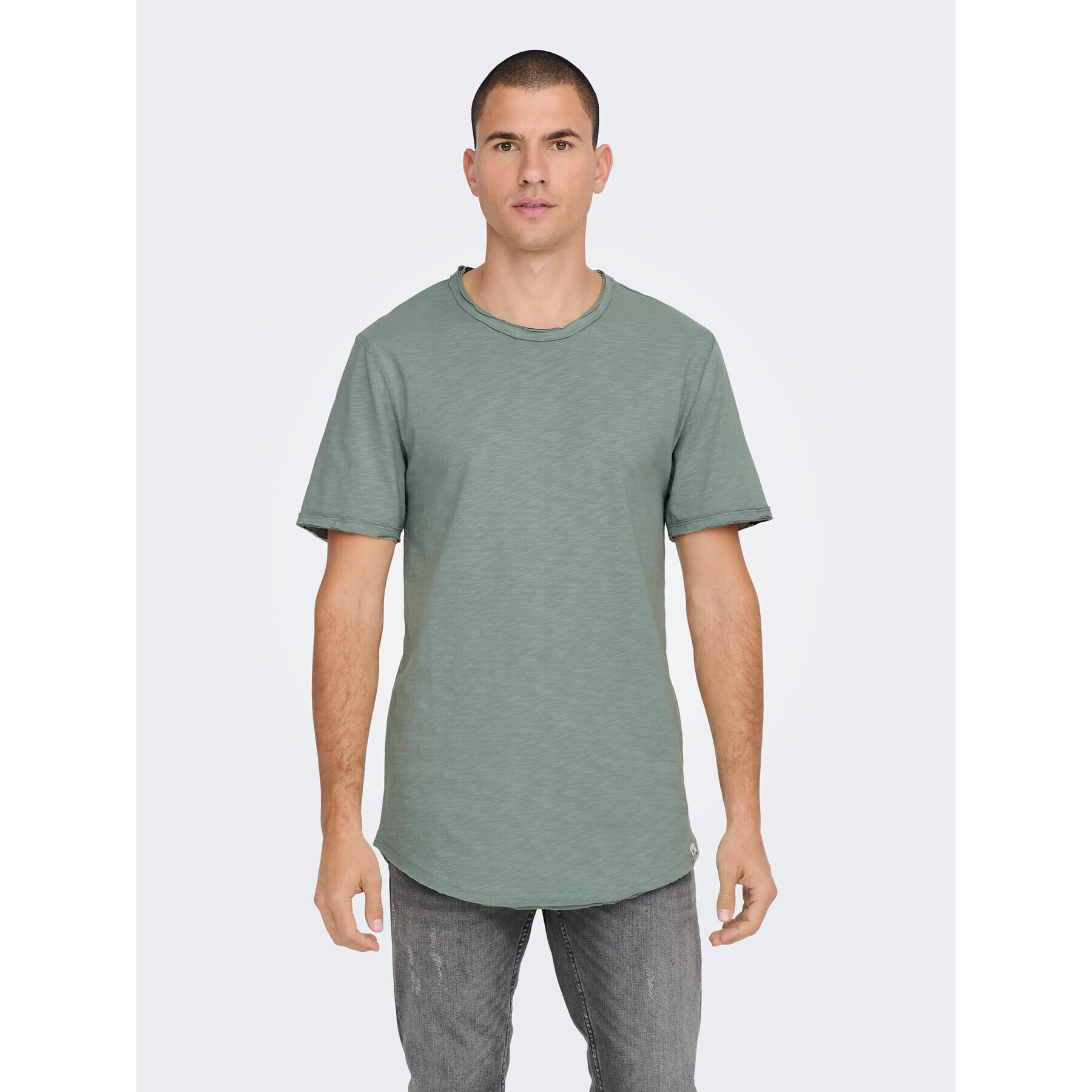 Only & Sons Tricou 22017822 Verde Long Line Fit - Pled.ro