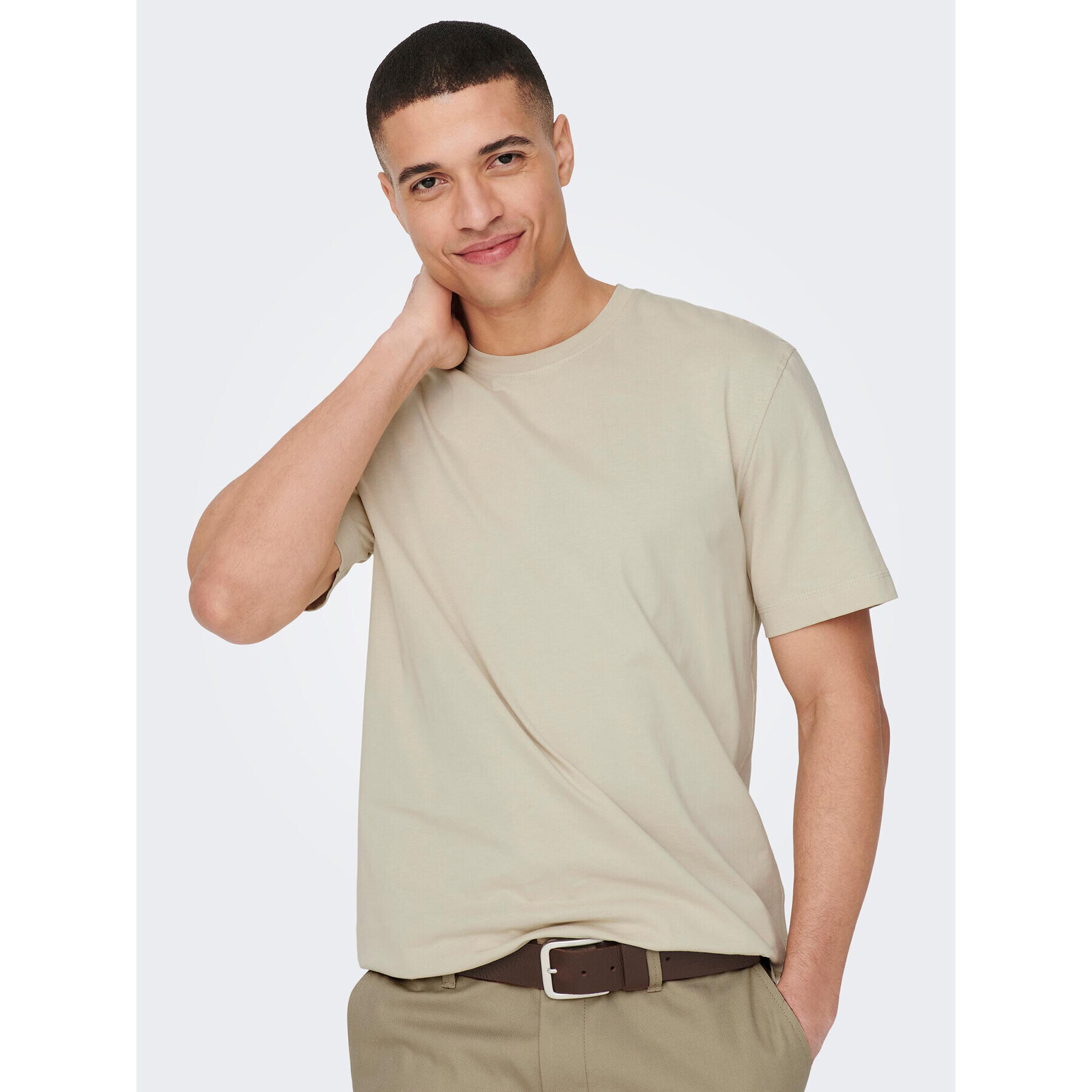 Only & Sons Tricou 22025208 Bej Regular Fit - Pled.ro