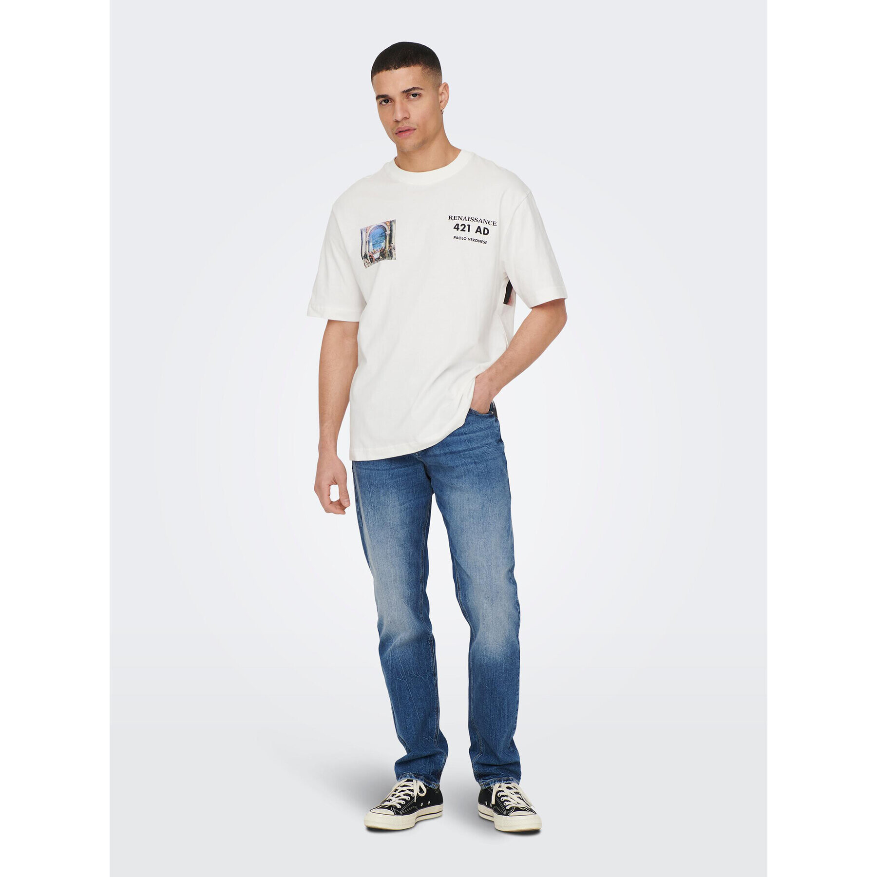 Only & Sons Tricou 22025268 Alb Relaxed Fit - Pled.ro