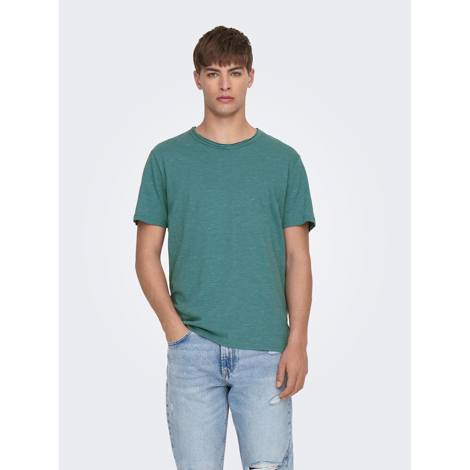 Only & Sons Tricou 22026083 Verde Regular Fit - Pled.ro