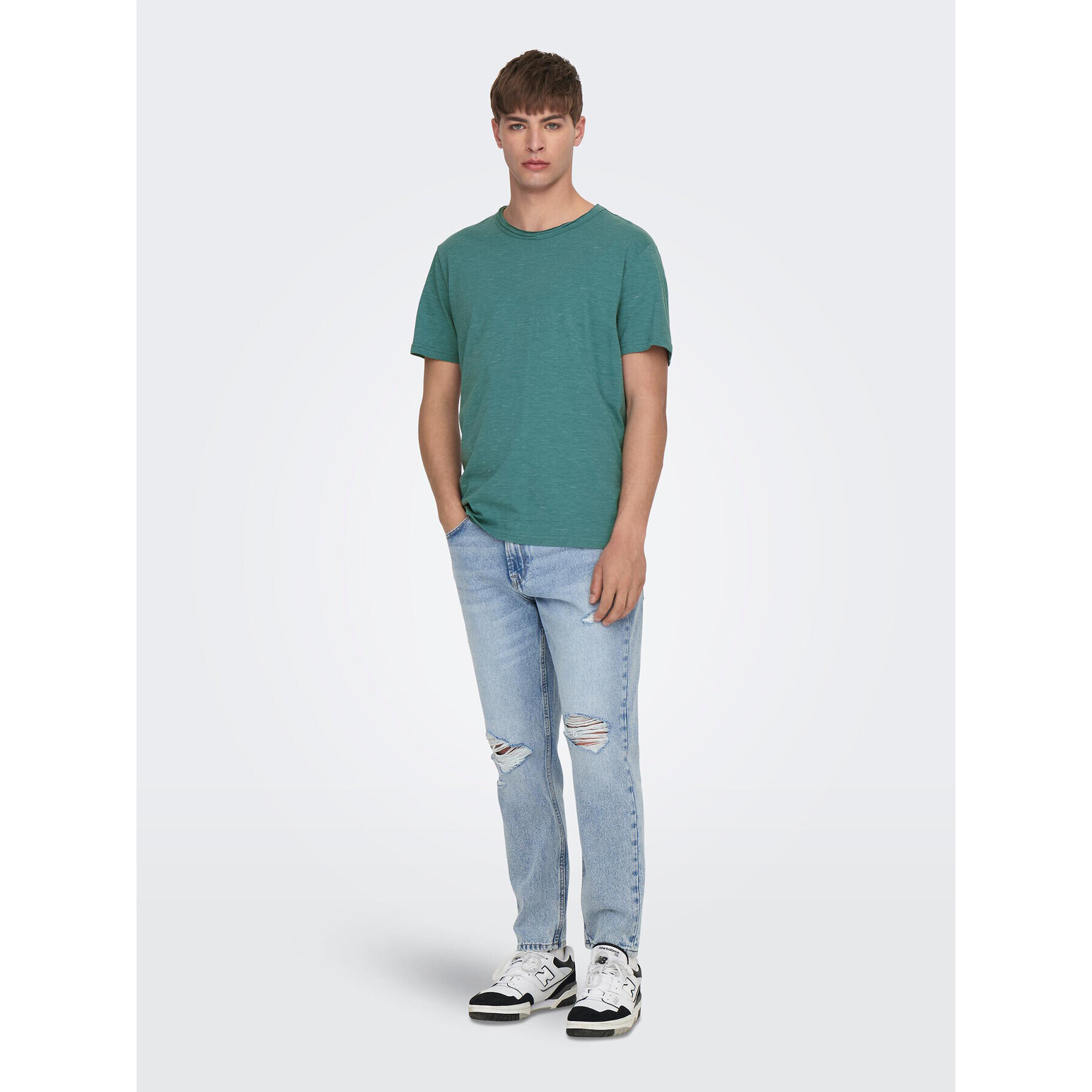 Only & Sons Tricou 22026083 Verde Regular Fit - Pled.ro