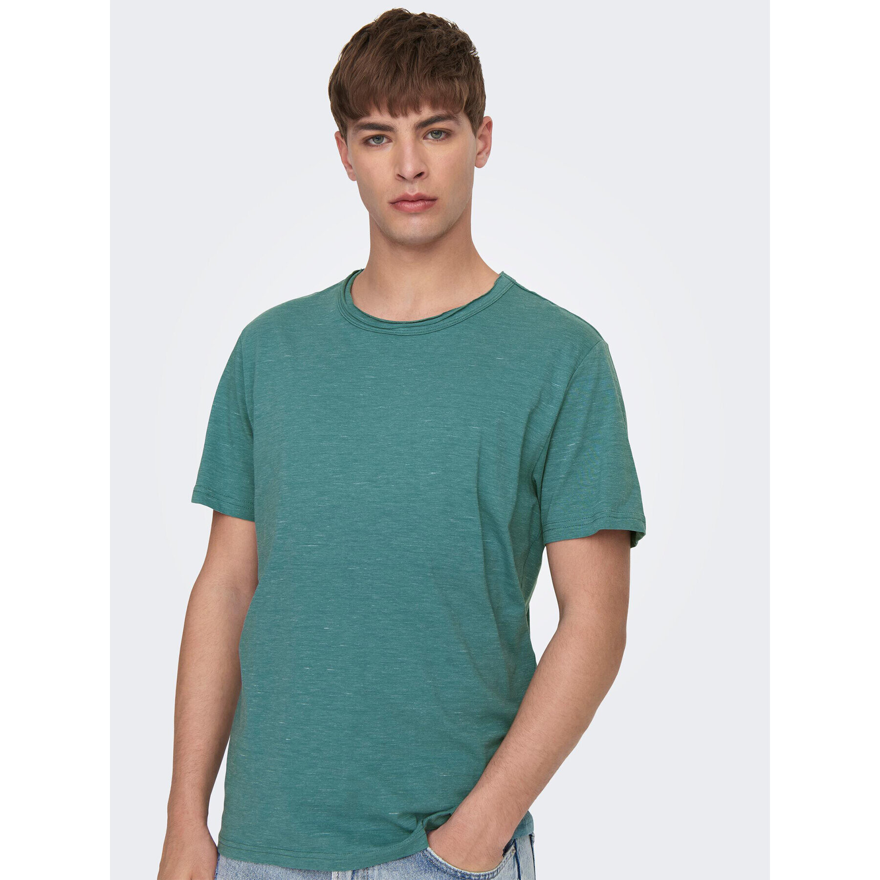 Only & Sons Tricou 22026083 Verde Regular Fit - Pled.ro