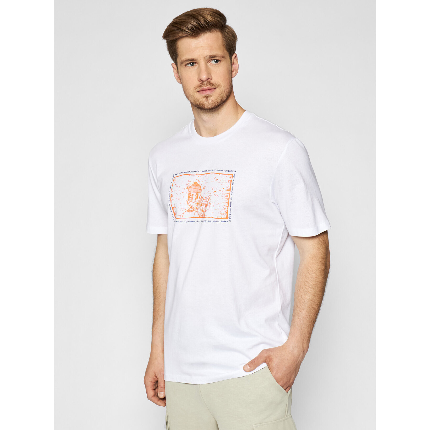 Only & Sons Tricou Aca 22019295 Alb Regular Fit - Pled.ro