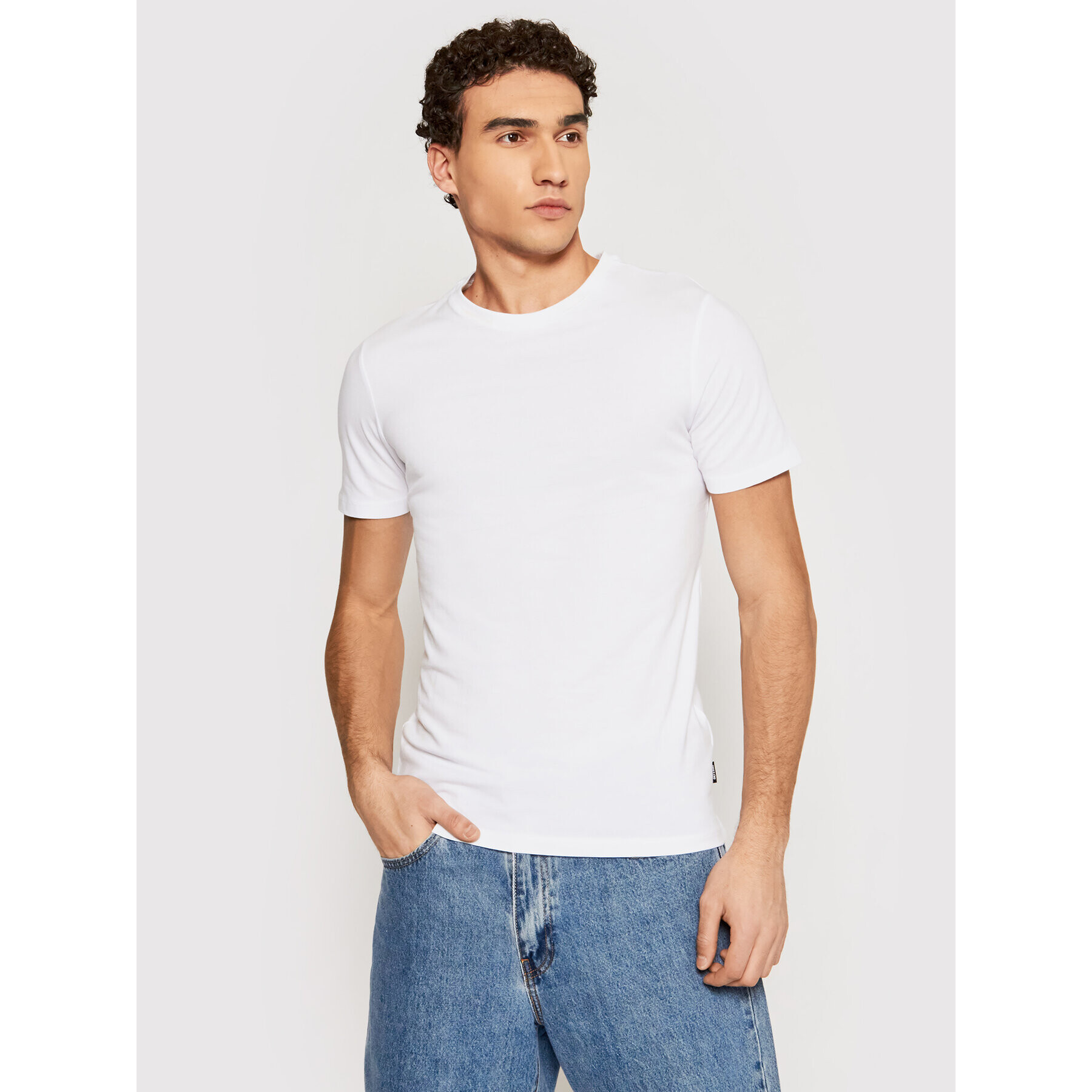 Only & Sons Tricou Basic 22020798 Alb Slim Fit - Pled.ro