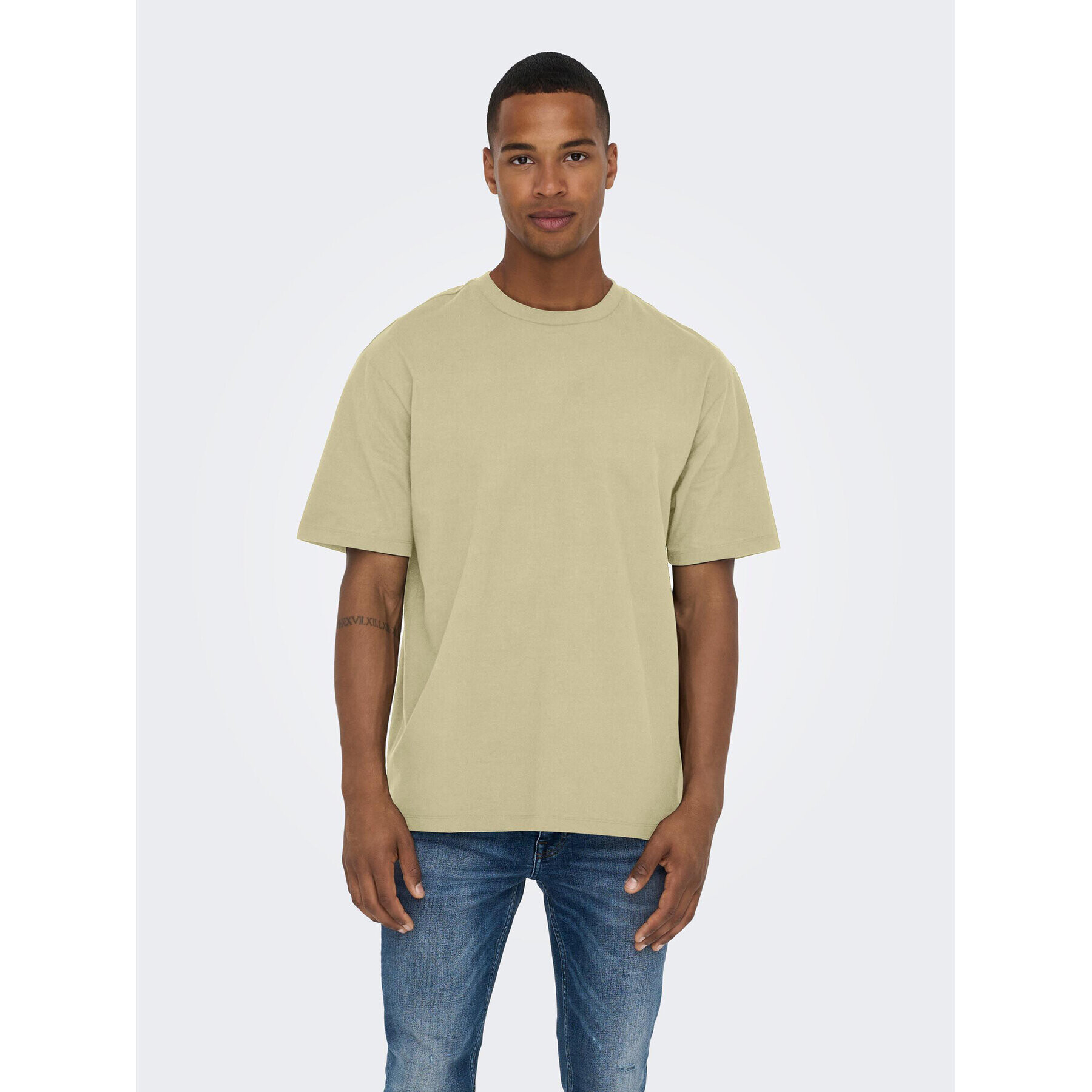 Only & Sons Tricou Fred 22022532 Bej Relaxed Fit - Pled.ro