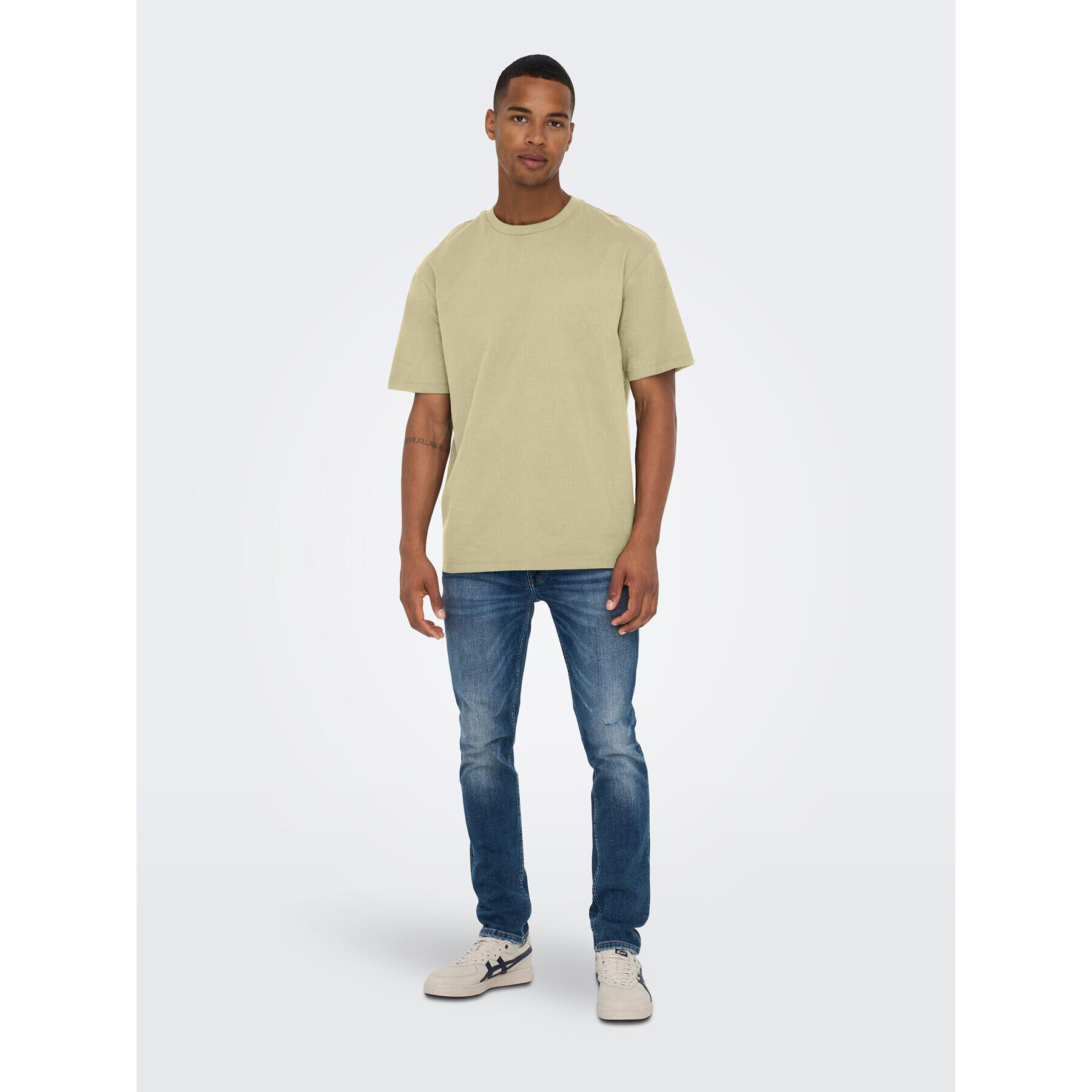 Only & Sons Tricou Fred 22022532 Bej Relaxed Fit - Pled.ro