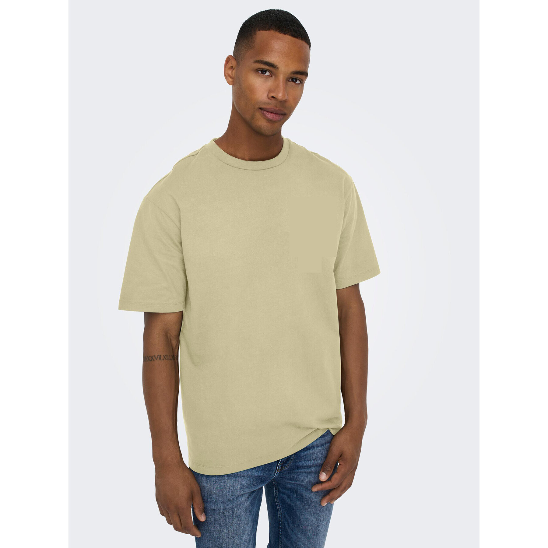 Only & Sons Tricou Fred 22022532 Bej Relaxed Fit - Pled.ro