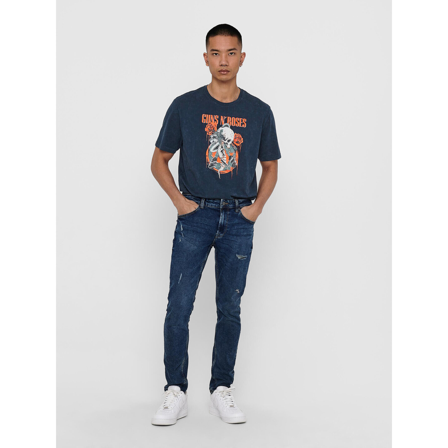 Only & Sons Tricou Guns N' Roses 22018622 Bleumarin Regular Fit - Pled.ro