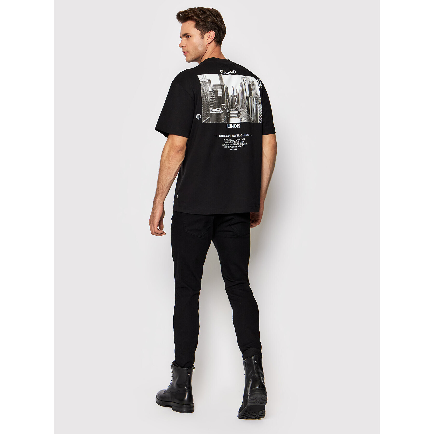 Only & Sons Tricou Gus 22022669 Negru Relaxed Fit - Pled.ro