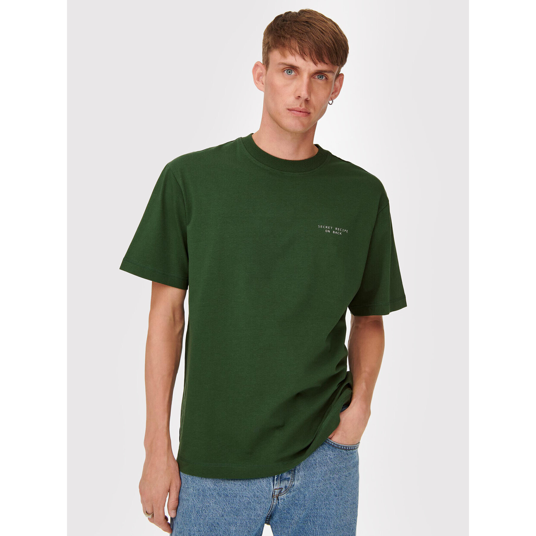 Only & Sons Tricou Ismael 22022141 Verde Relaxed Fit - Pled.ro