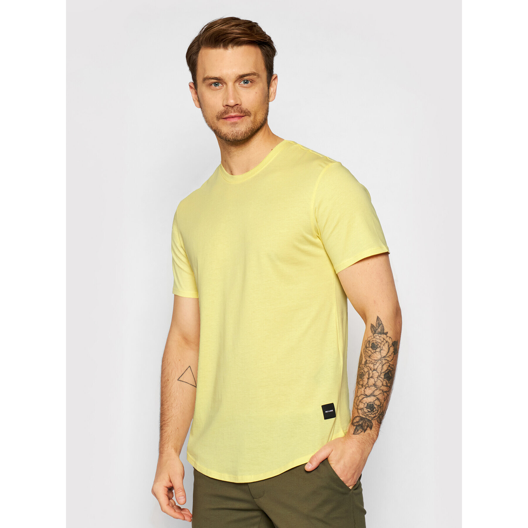 Only & Sons Tricou Matt 22002973 Galben Regular Fit - Pled.ro