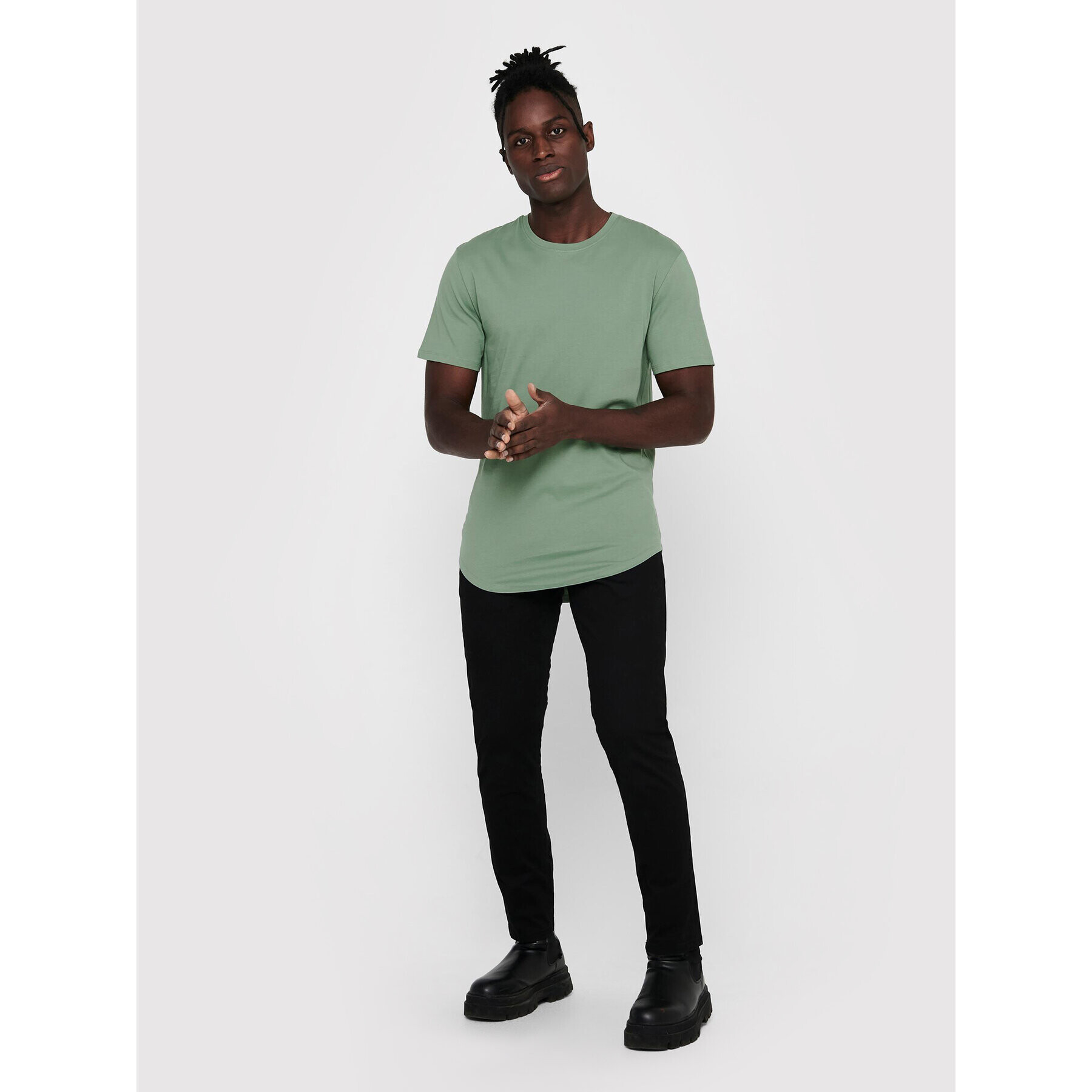 Only & Sons Tricou Matt 22002973 Verde Regular Fit - Pled.ro